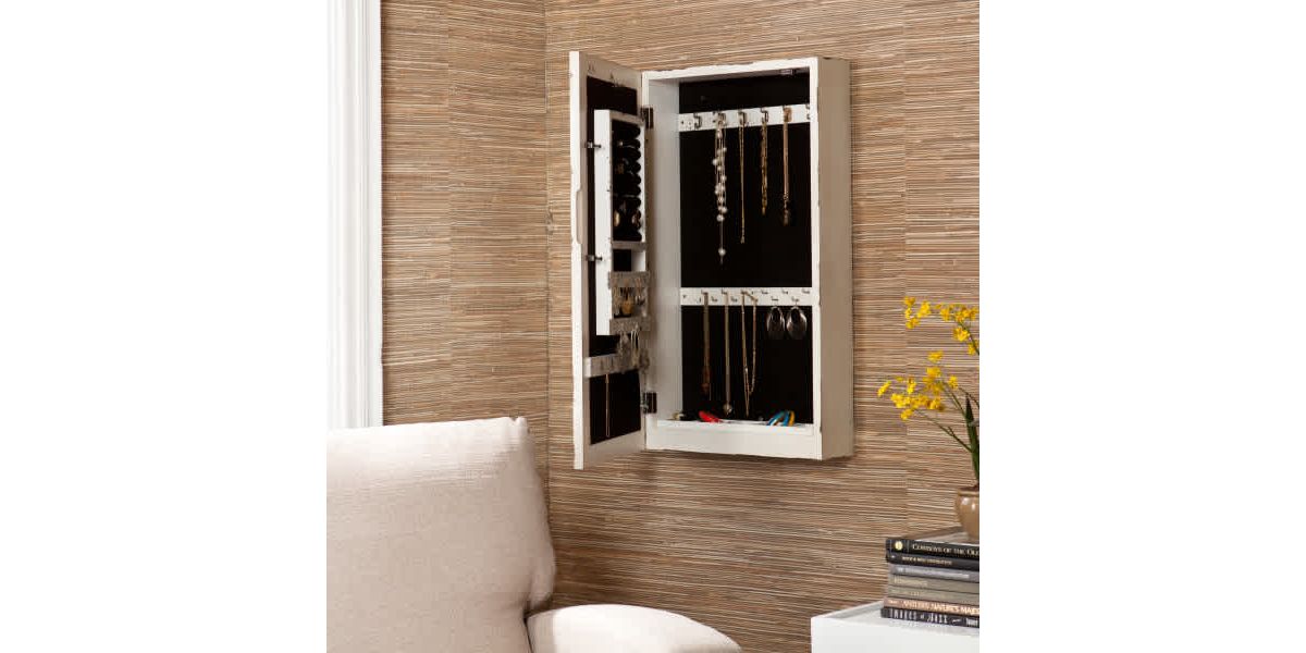 Gilmore Shabby Chic Wall Mount Jewelry Mirror