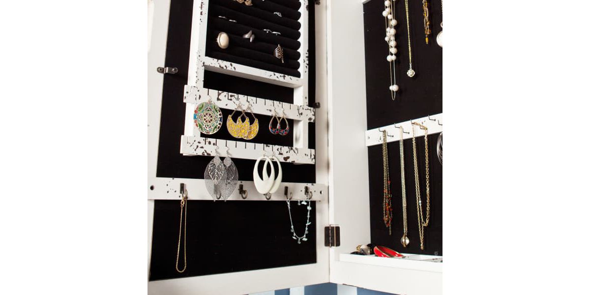 Gilmore Shabby Chic Wall Mount Jewelry Mirror