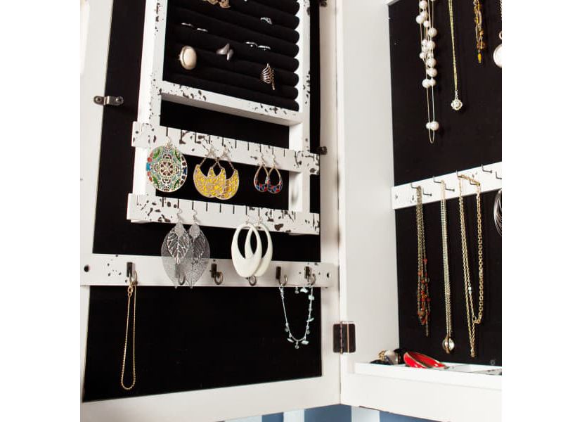 Gilmore Shabby Chic Wall Mount Jewelry Mirror