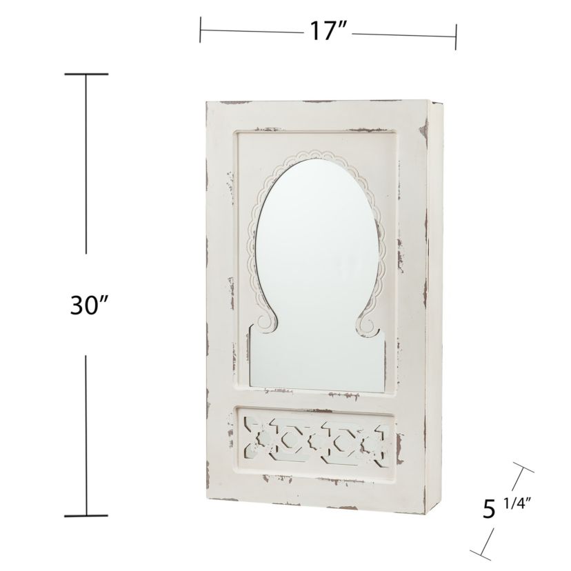 Gilmore Shabby Chic Wall Mount Jewelry Mirror