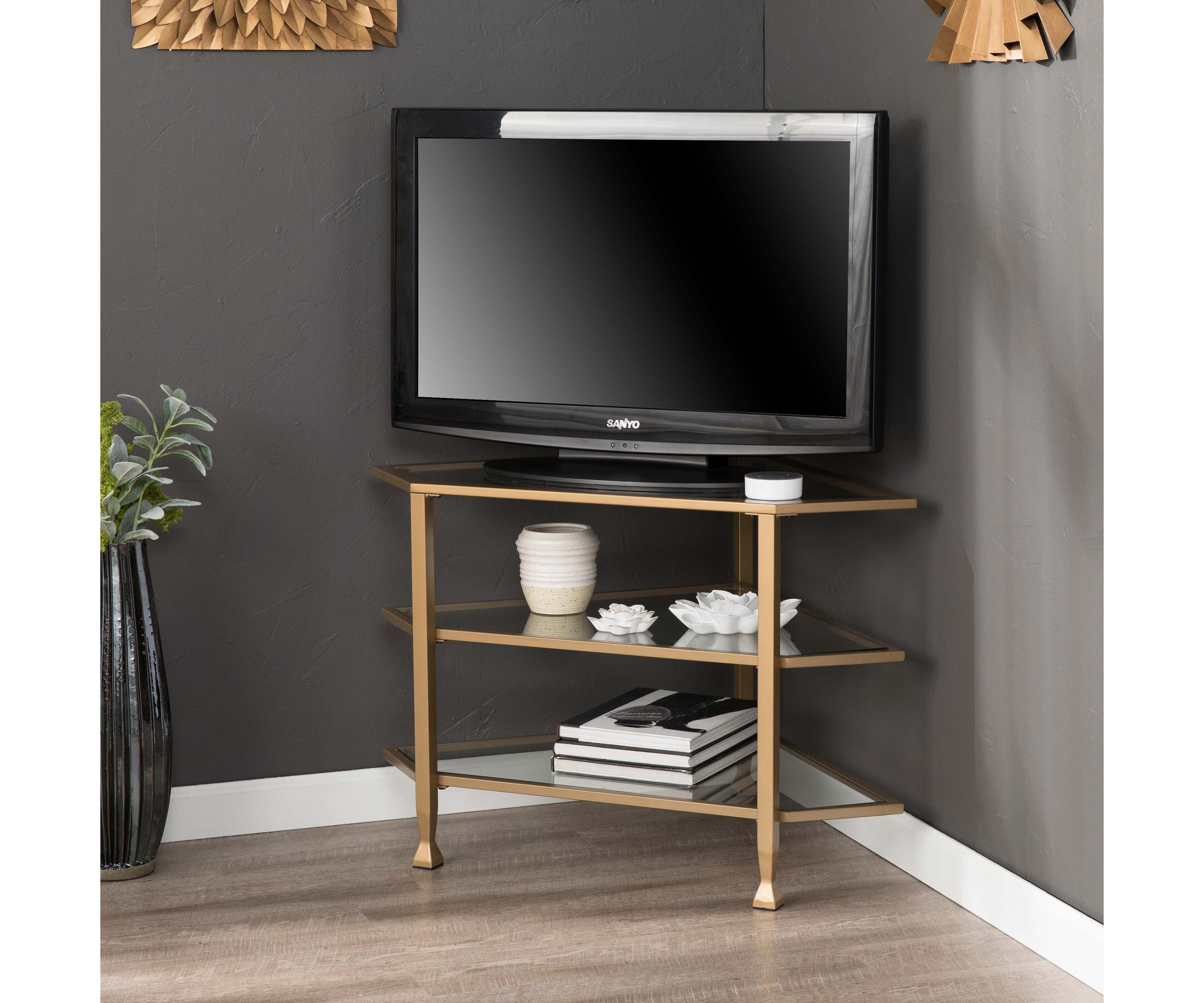 Jaymes Metal/Glass Corner TV Stand