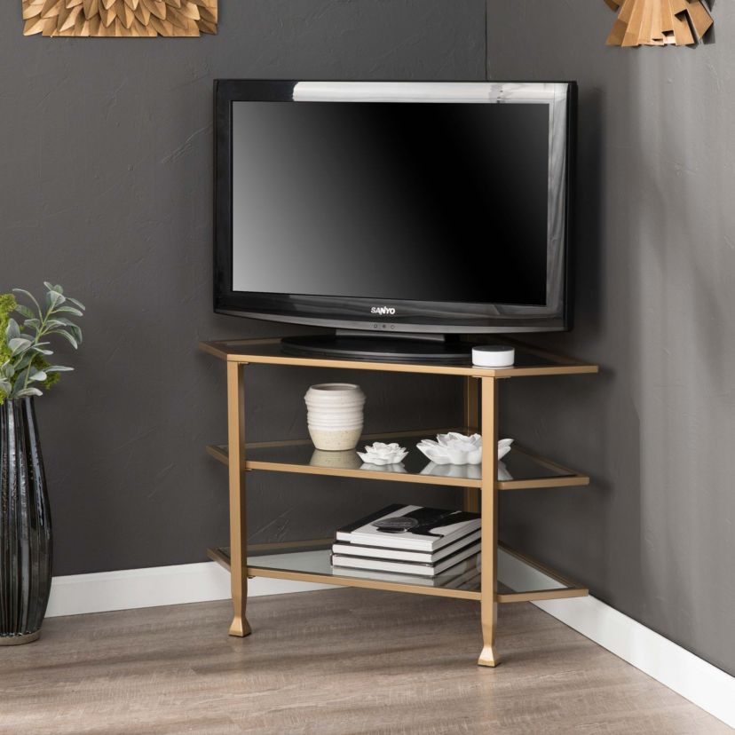 Jaymes Metal/Glass Corner TV Stand