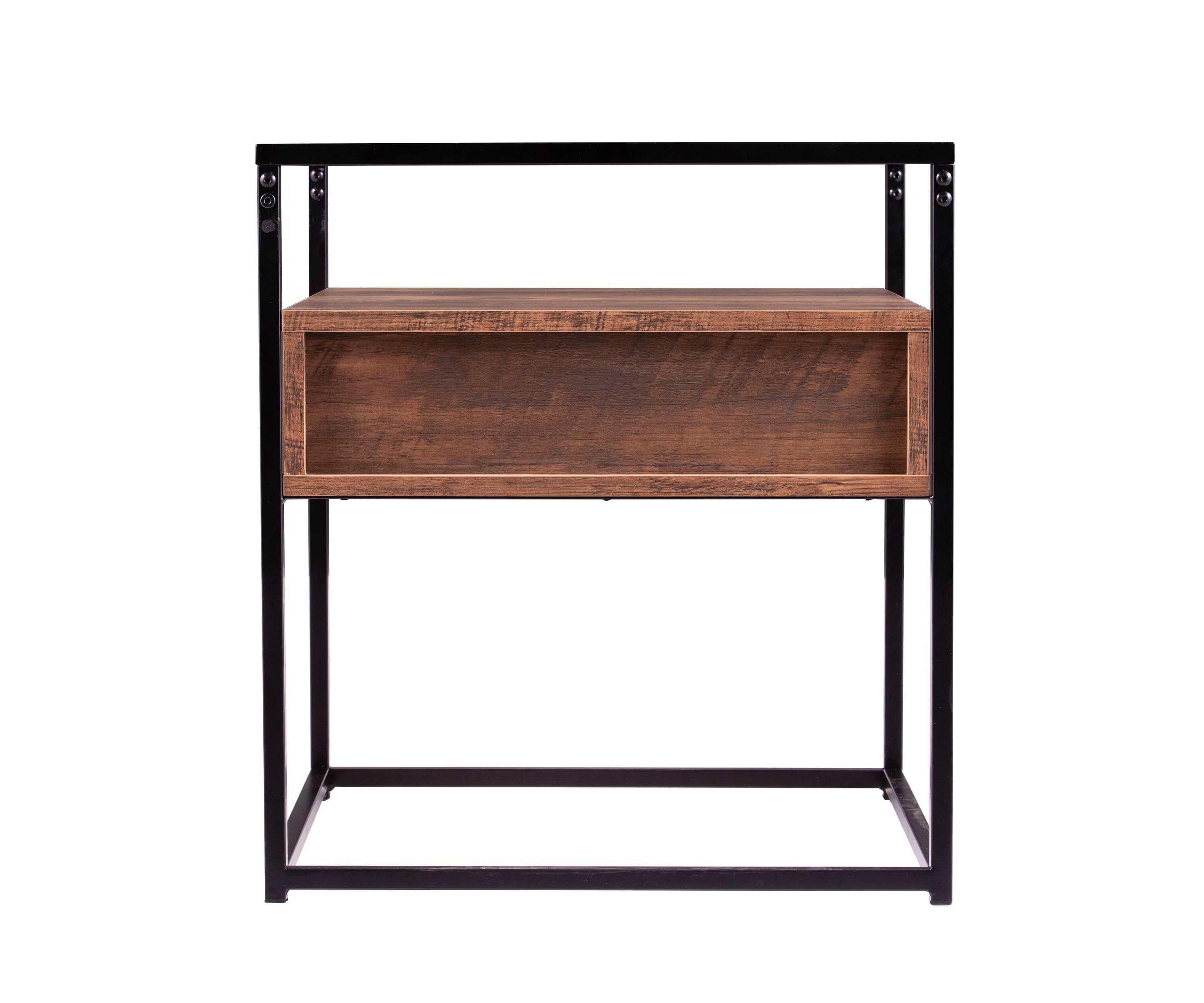 Olivern Glass-Top End Table w/ Storage