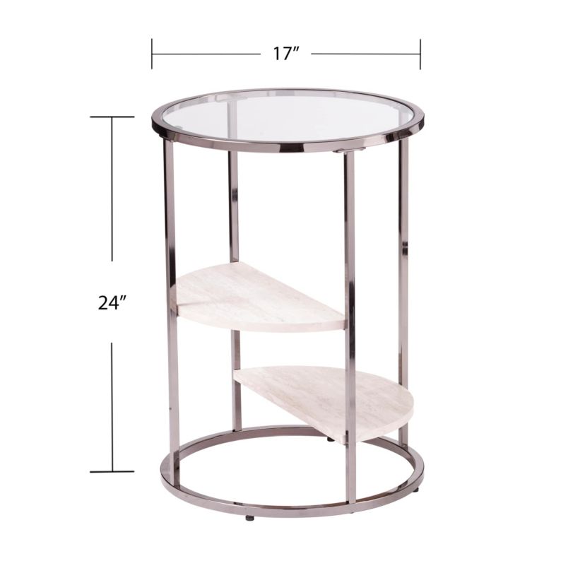 Ledermore Round Side Table w/ Faux Stone