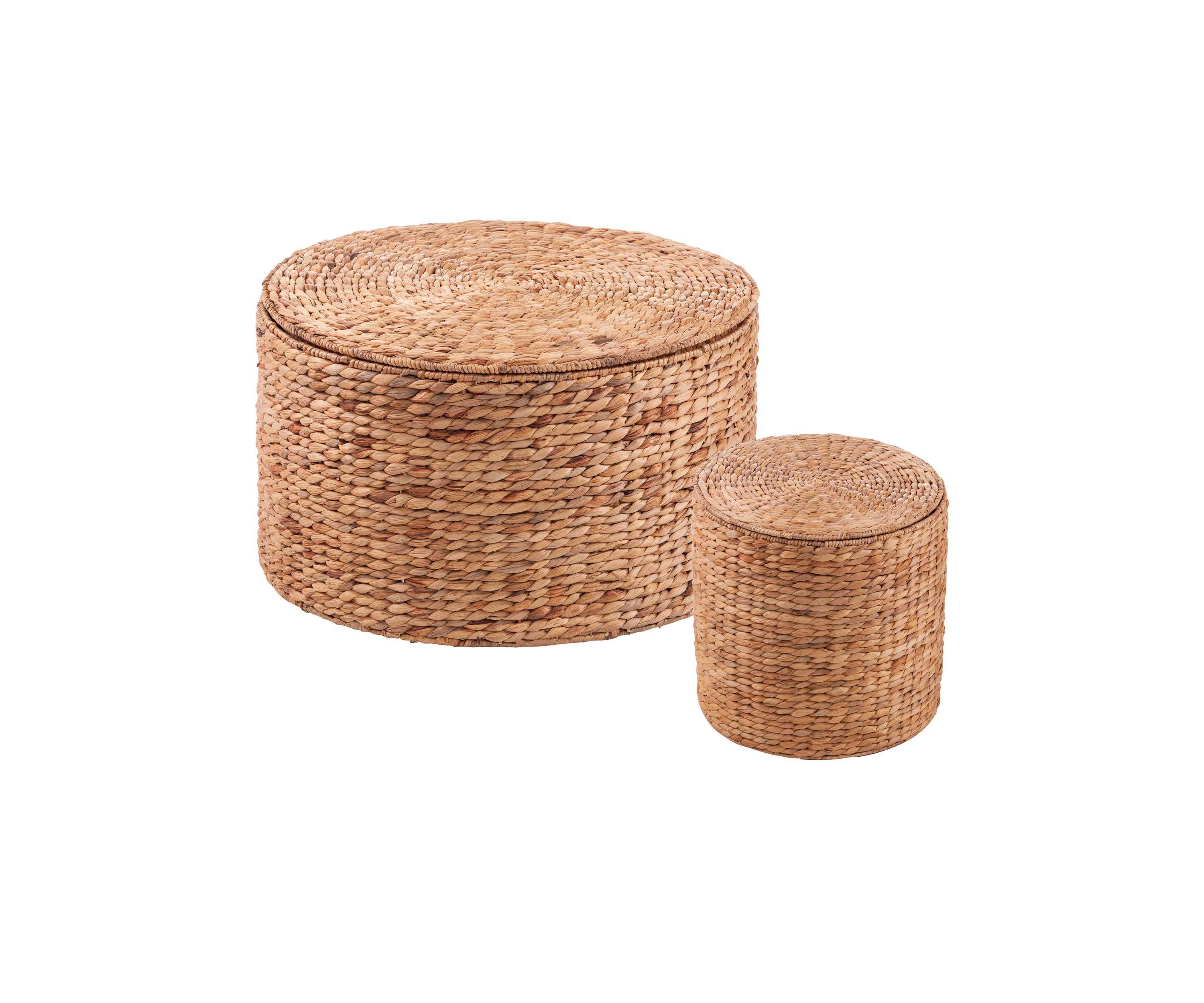 Satalia Round Water Hyacinth Storage Tables – 2 Piece Set