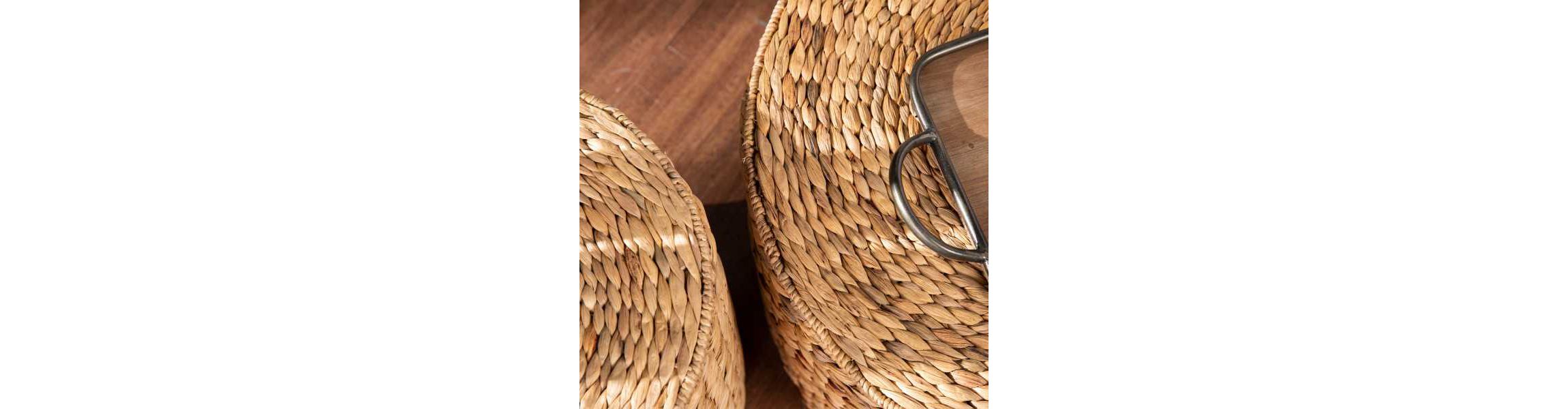 Satalia Round Water Hyacinth Storage Tables – 2 Piece Set