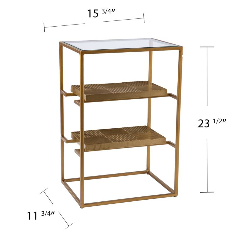 Penketh Glass-Top End Table w/ Storage