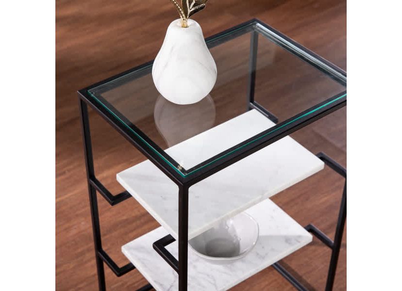 Paignton Glass-Top End Table w/ Storage