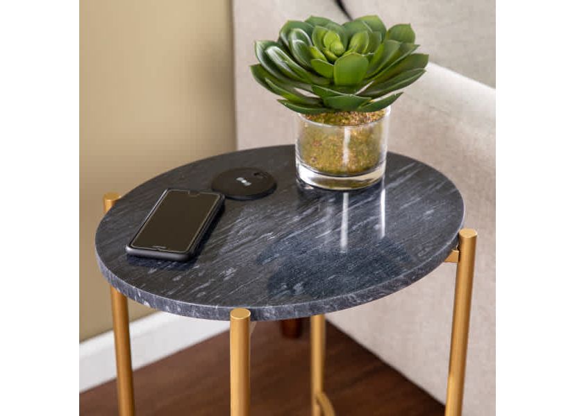 Clarvin Side Table w/ Wireless Charging Station