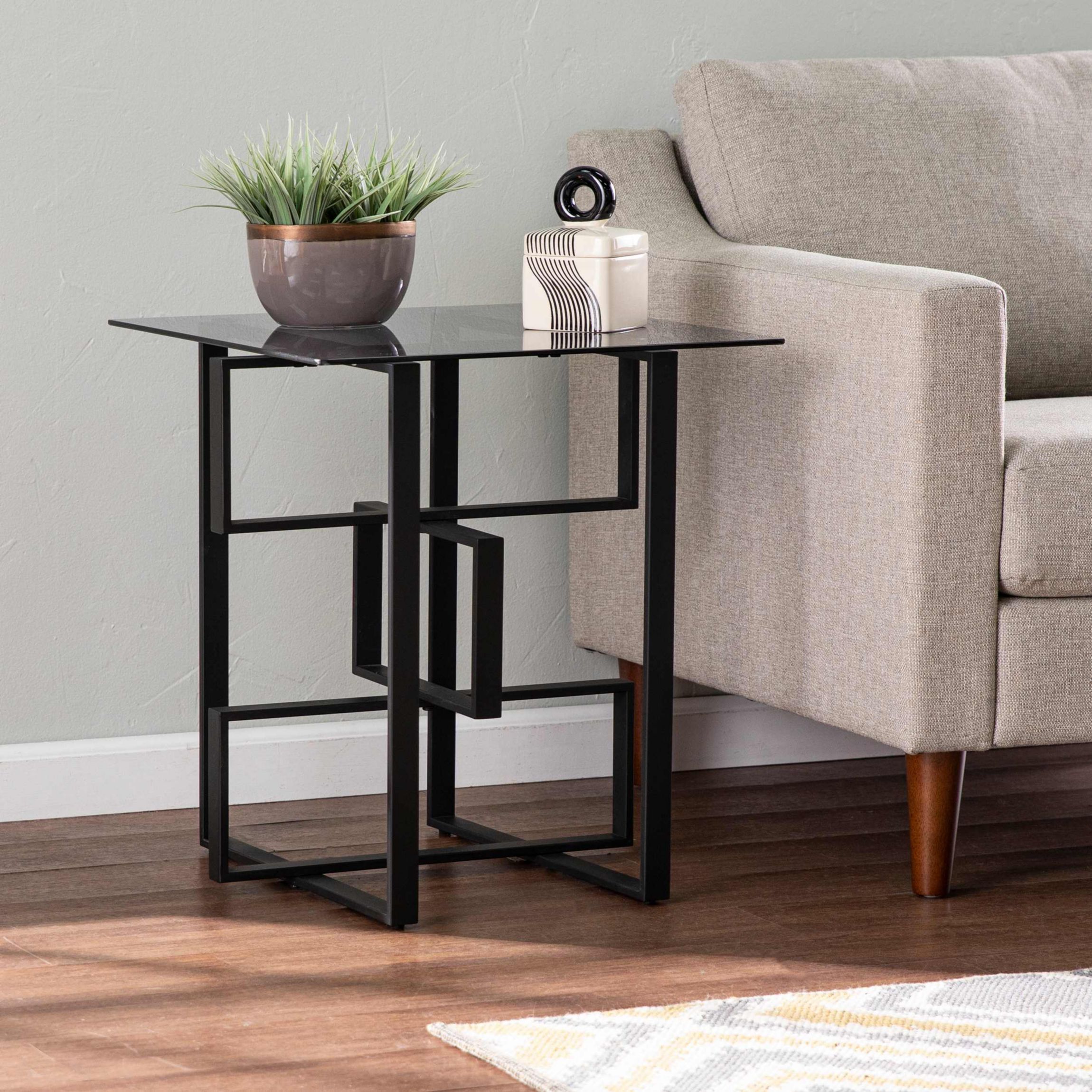 Clanlin Glass-Top Accent Table