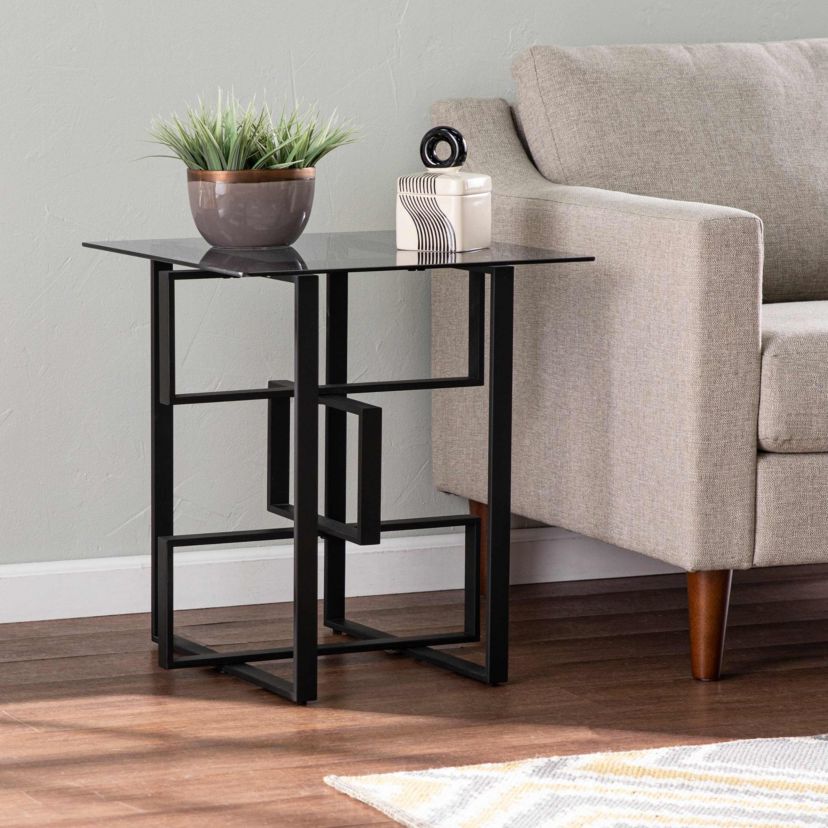 Clanlin Glass-Top Accent Table