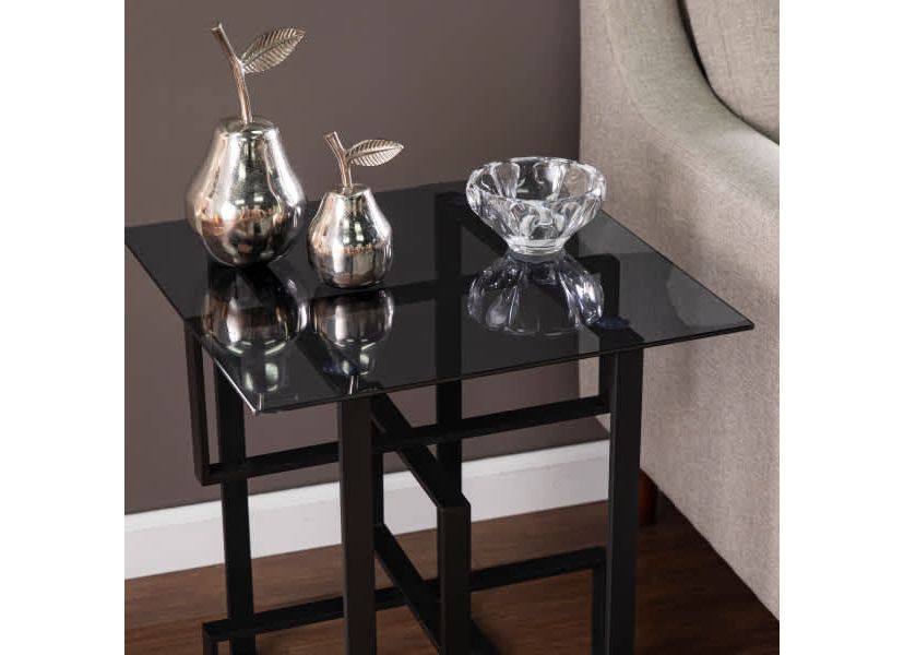 Clanlin Glass-Top Accent Table