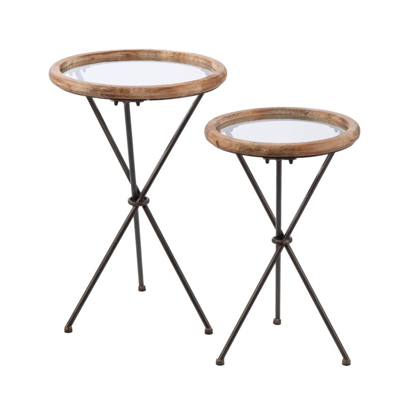 Crellon Glass-Top Accent Tables – 2 Piece Set