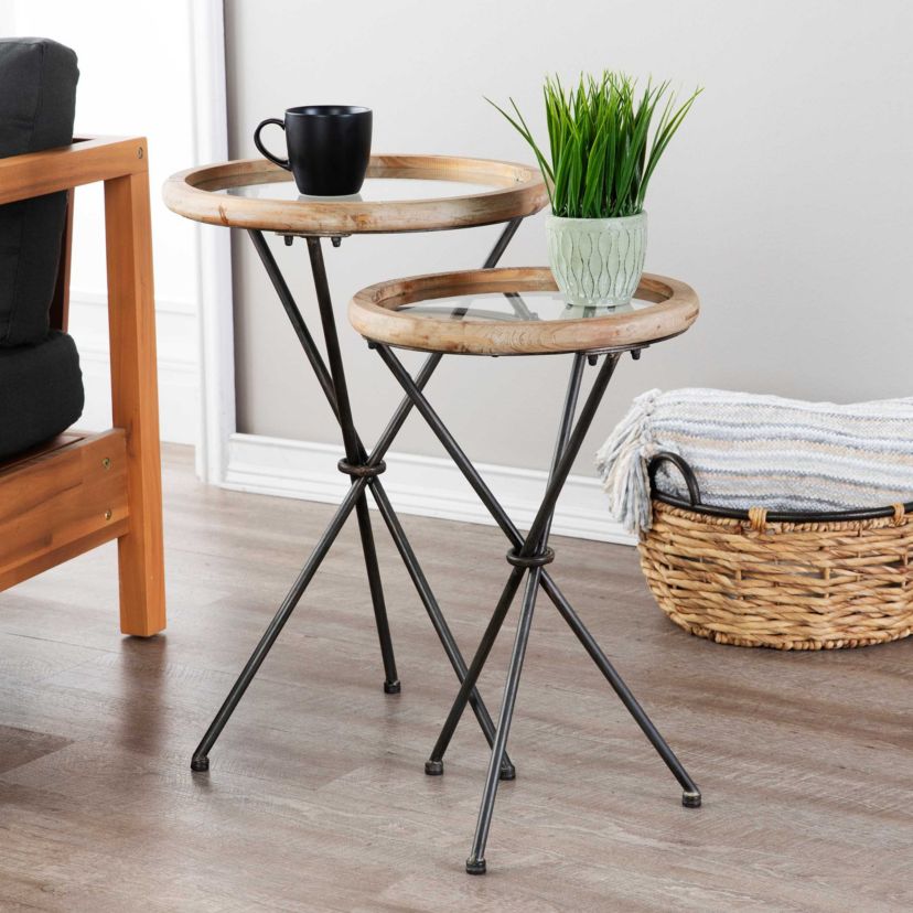 Crellon Glass-Top Accent Tables – 2 Piece Set