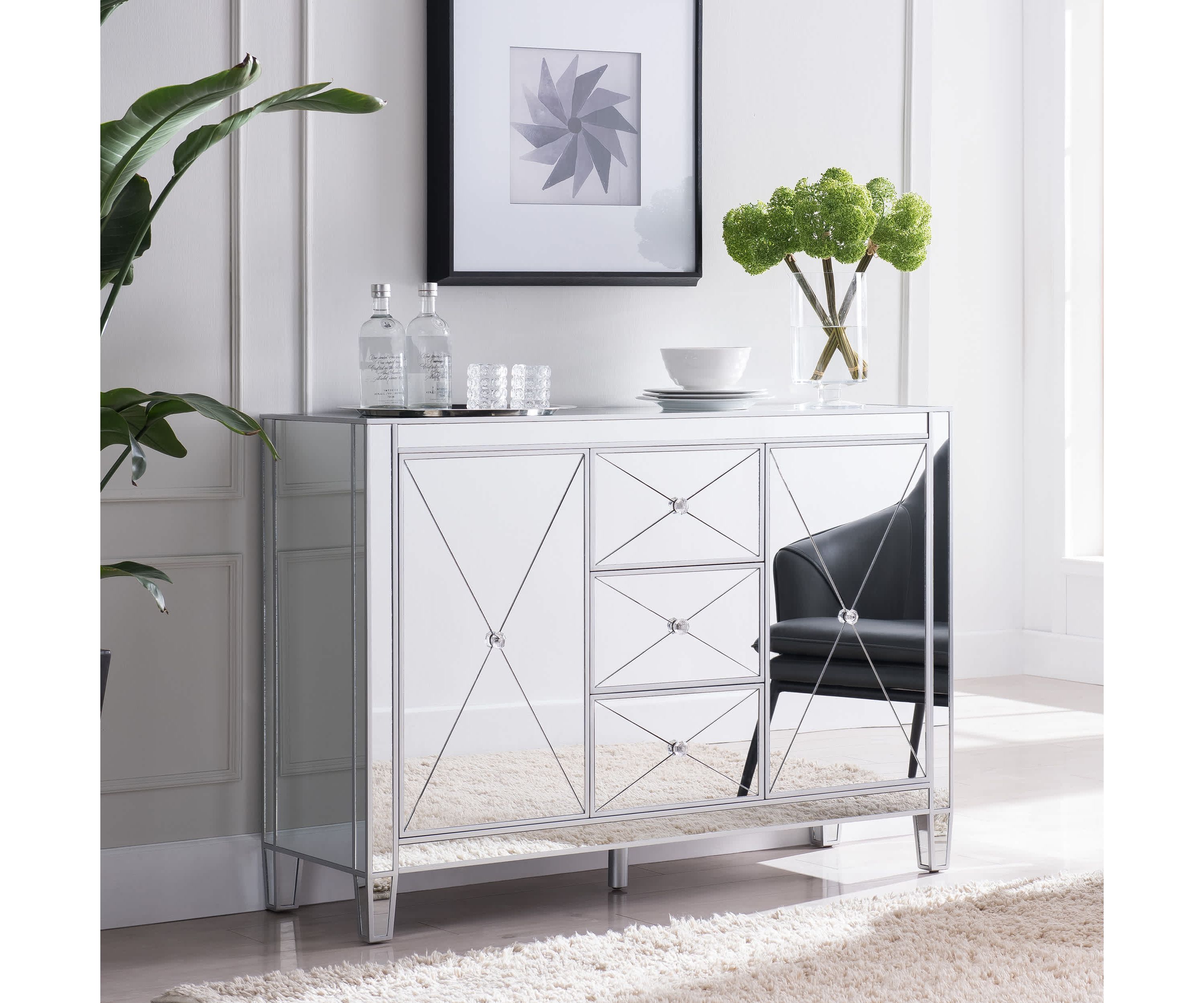 Mirage 3-Drawer Mirrored Cabinet