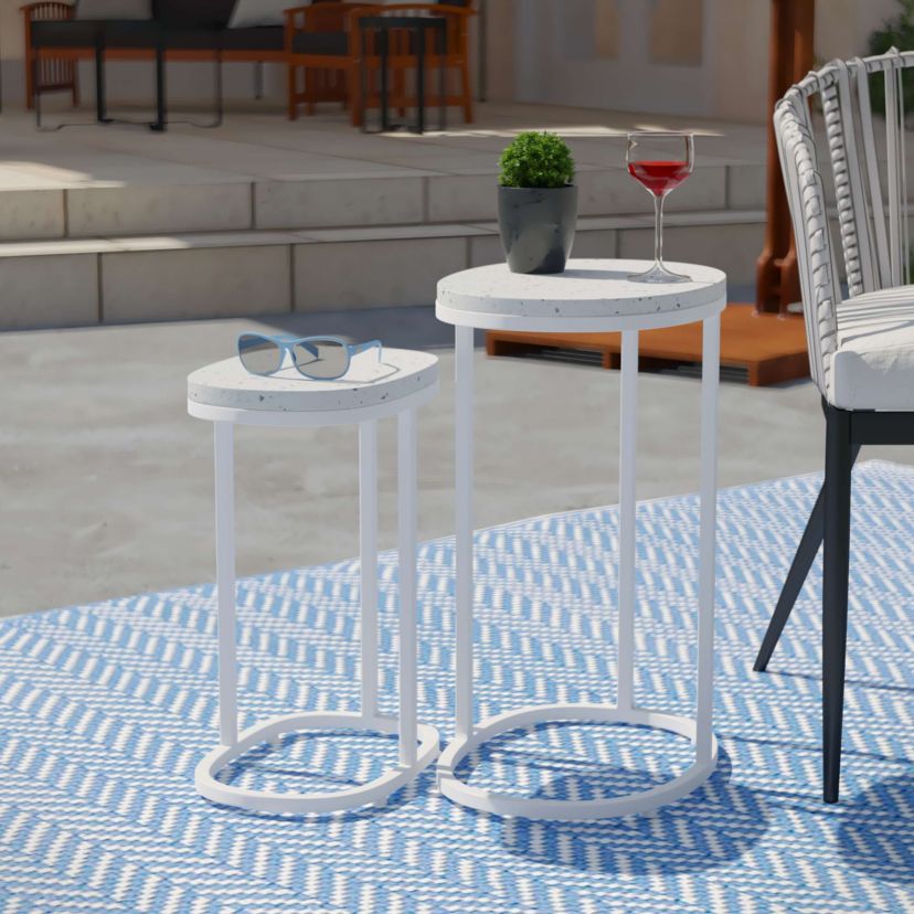 Vicanno Terrazzo Outdoor Nesting Tables – 2 Piece Set