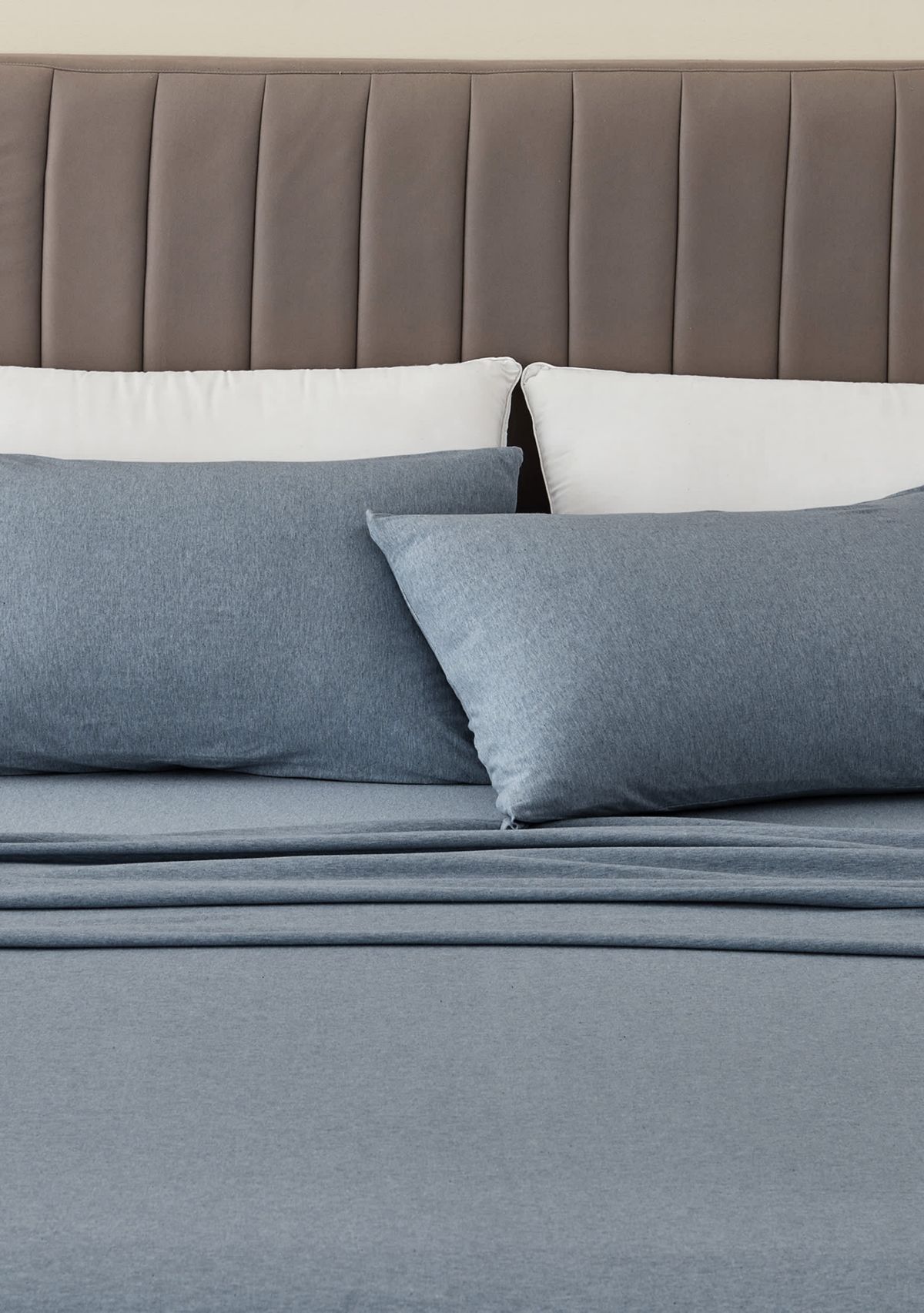 Heathered Melange T-shirt Jersey Knit Cotton Sheet Set