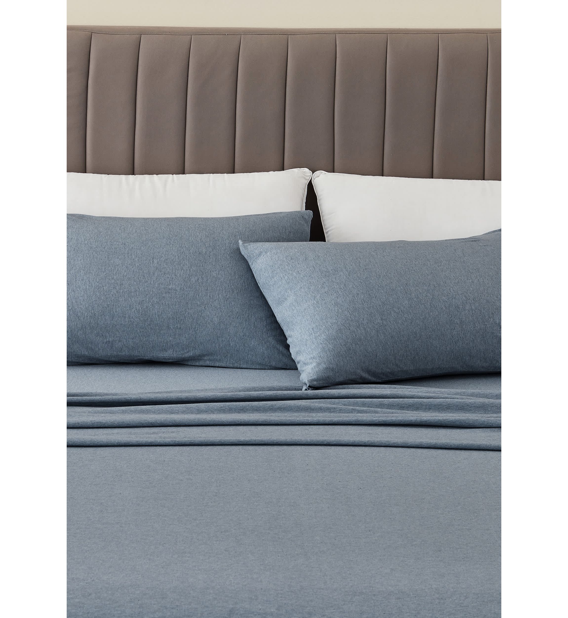 Heathered Melange T-shirt Jersey Knit Cotton Sheet Set