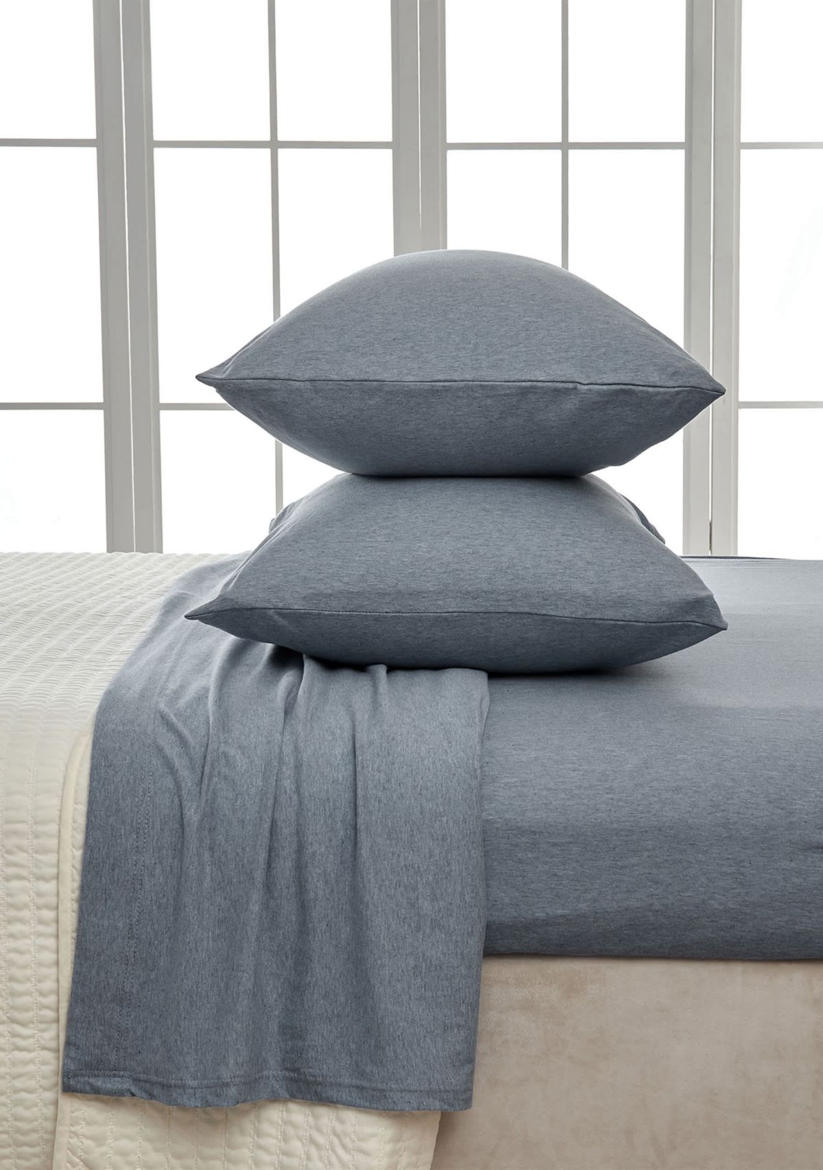 Heathered Melange T-shirt Jersey Knit Cotton Sheet Set