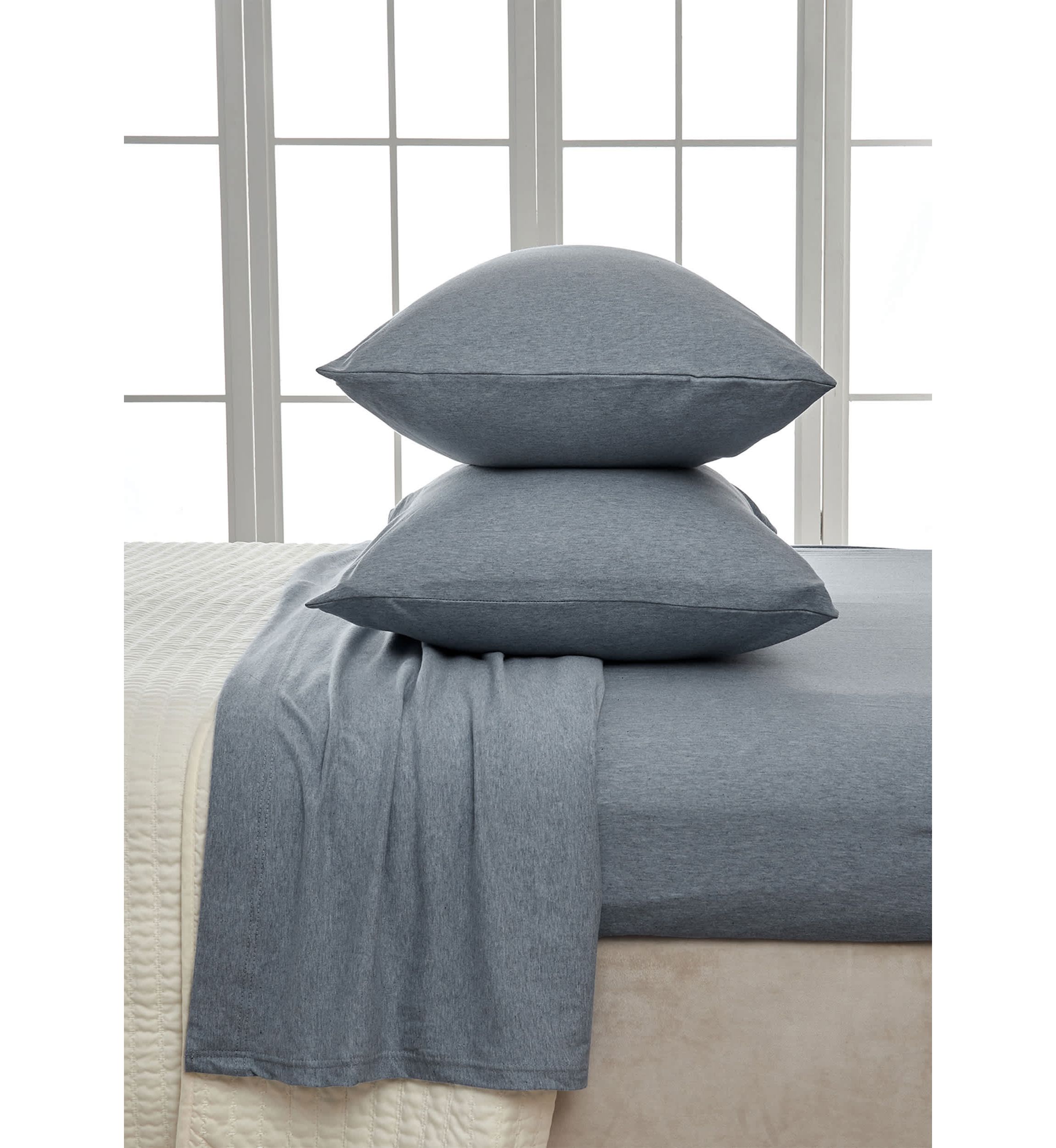Heathered Melange T-shirt Jersey Knit Cotton Sheet Set