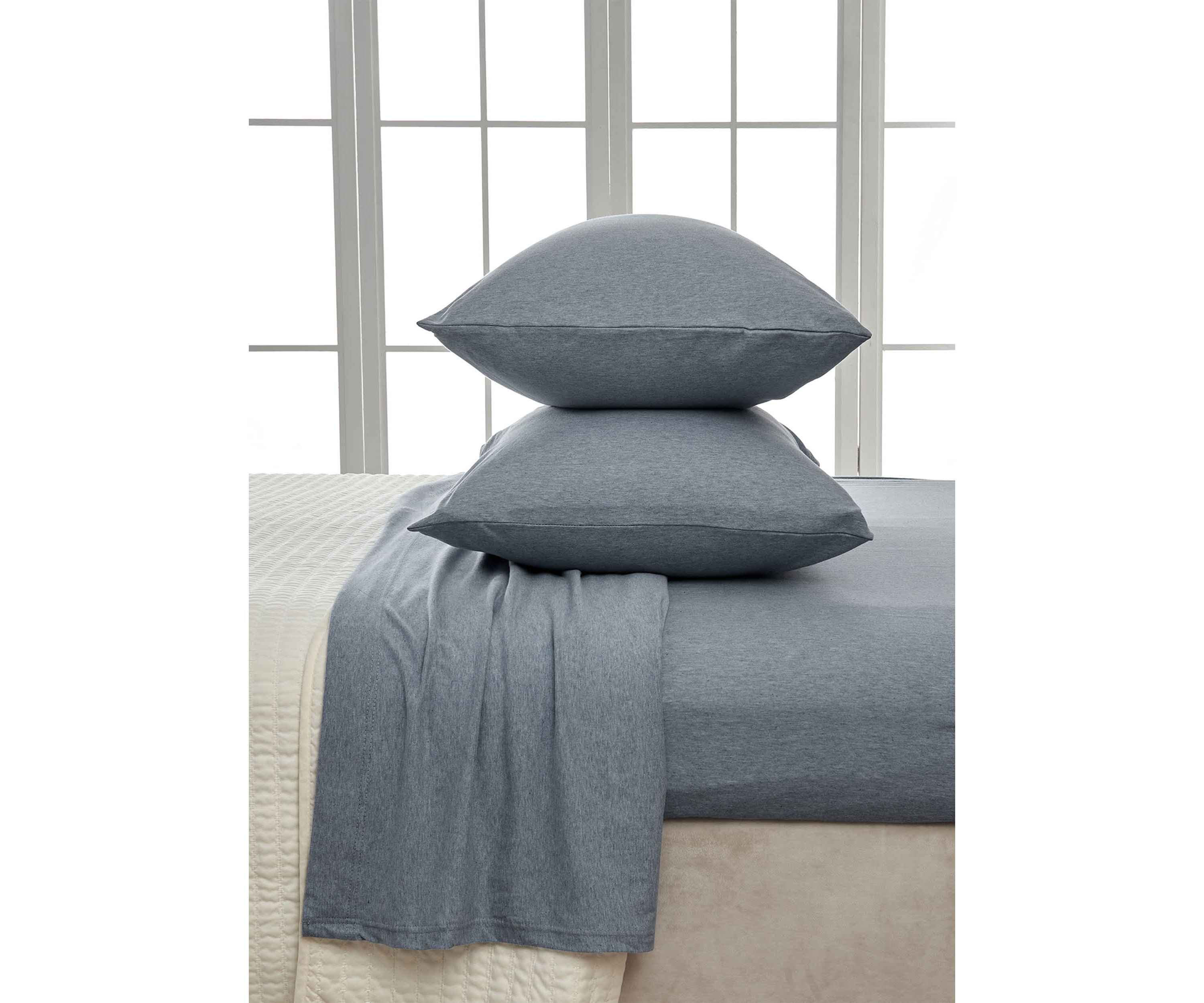 Heathered Melange T-shirt Jersey Knit Cotton Sheet Set