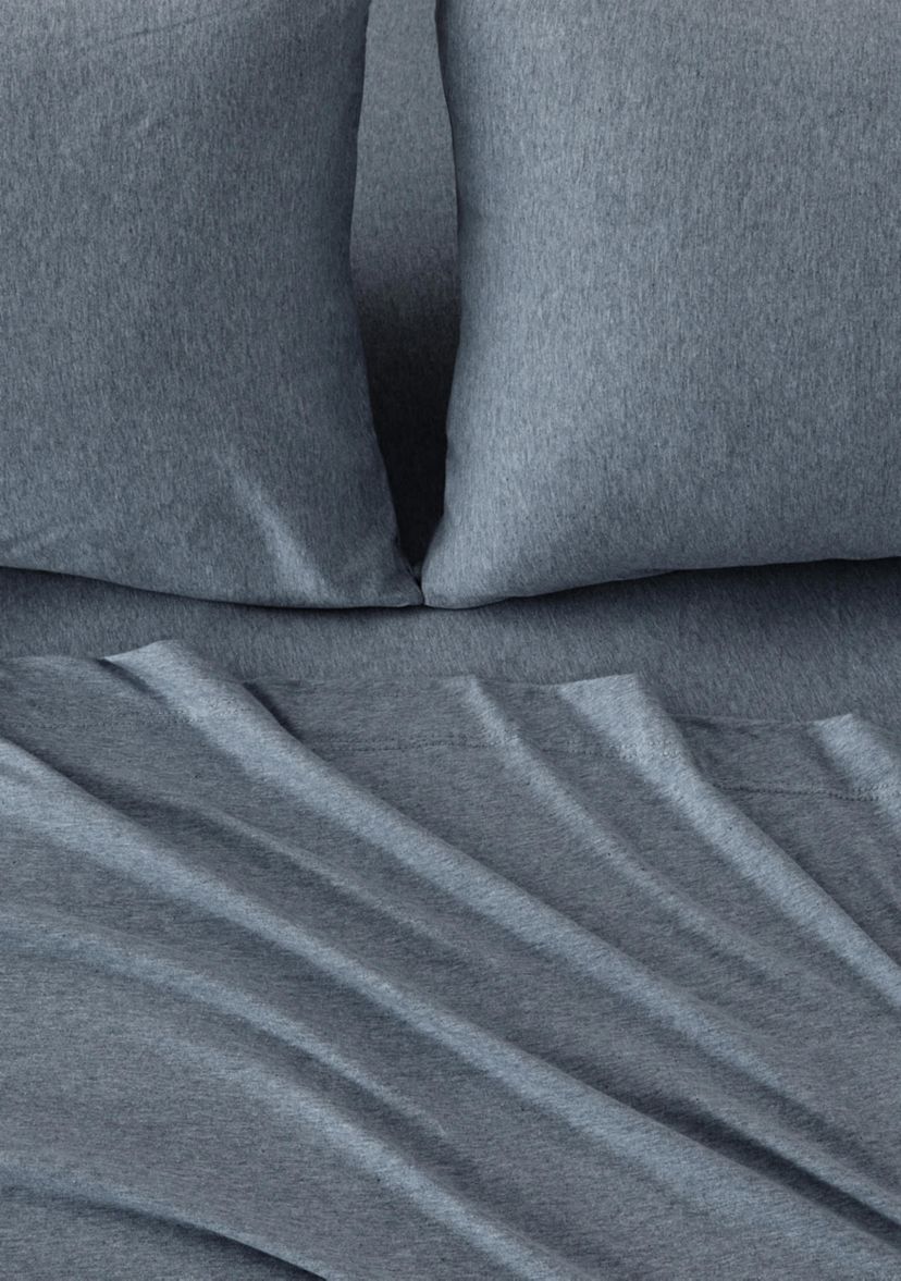 Heathered Melange T-shirt Jersey Knit Cotton Sheet Set