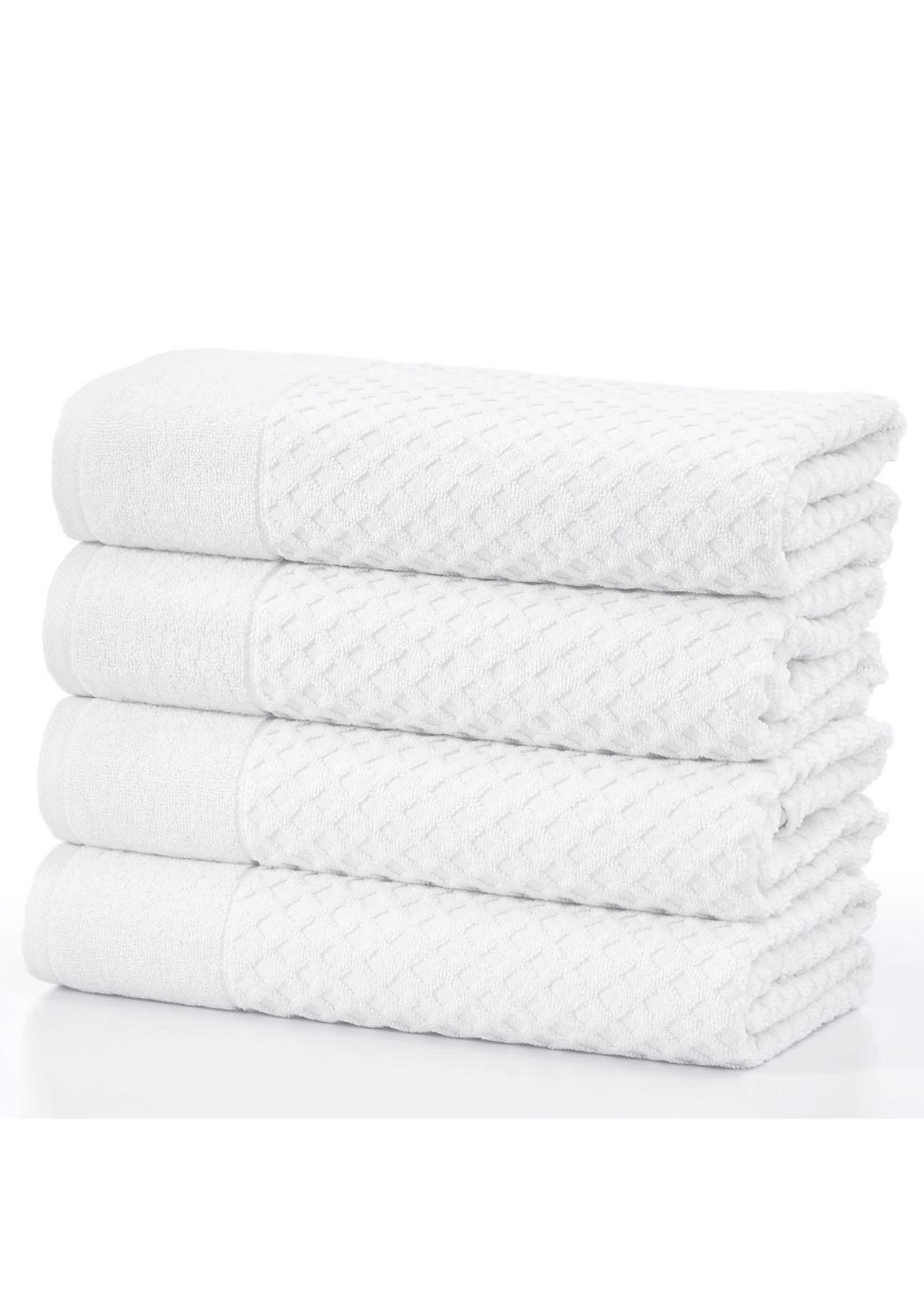 100% Cotton Waffle Diamond 4 Pack Bath Towels
