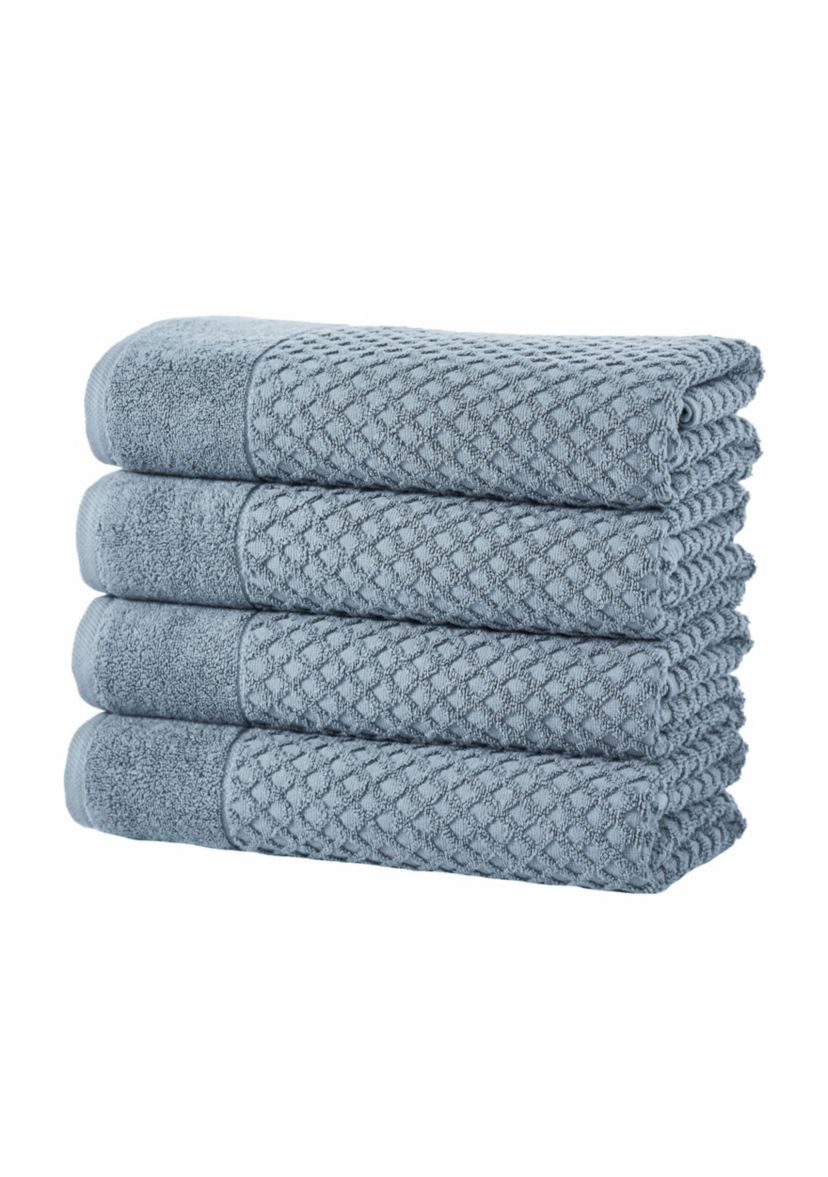 100% Cotton Waffle Diamond 4 Pack Bath Towels