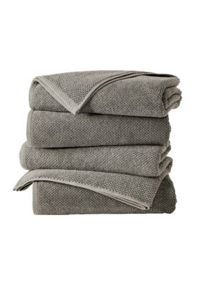 100% Cotton Textured 4 Pack Bath Towels- Chambray Blue