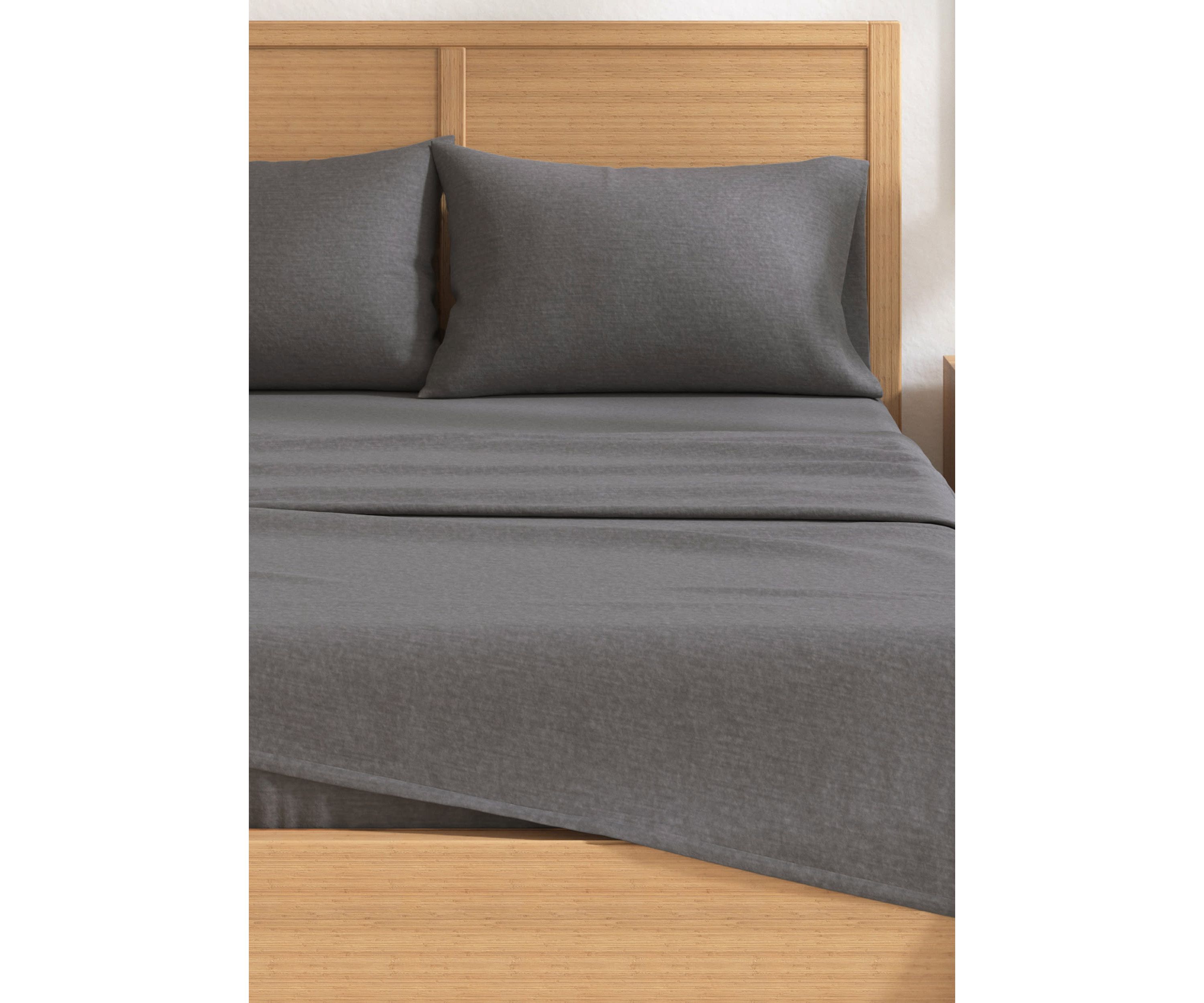 Cotton Blend Double-Brushed Heathered Flannel Bed Sheet Set