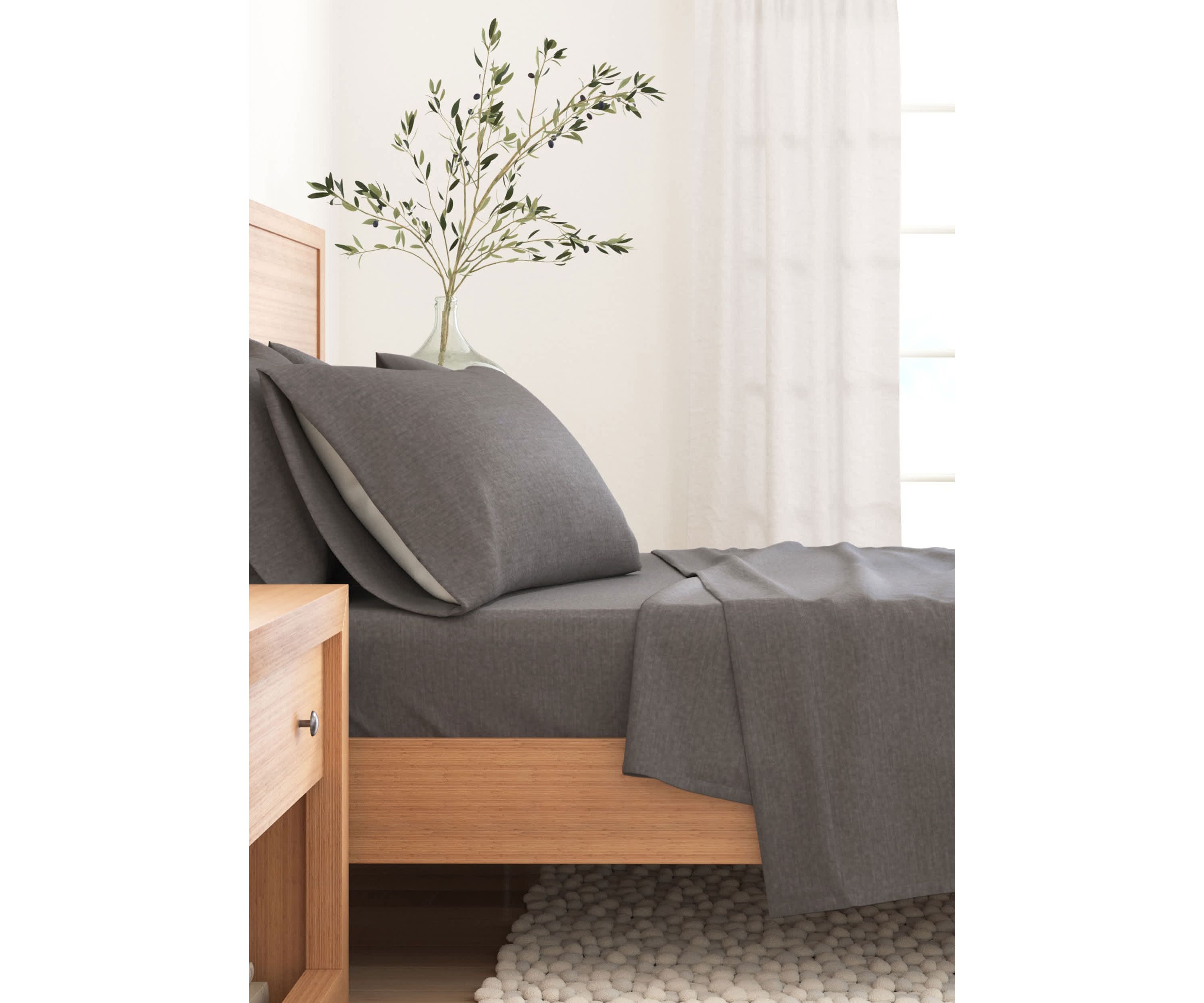 Cotton Blend Double-Brushed Heathered Flannel Bed Sheet Set