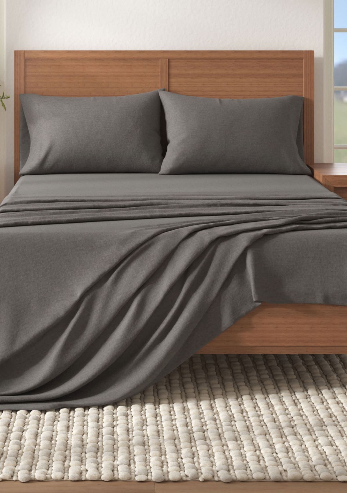 Cotton Blend Double-Brushed Heathered Flannel Bed Sheet Set