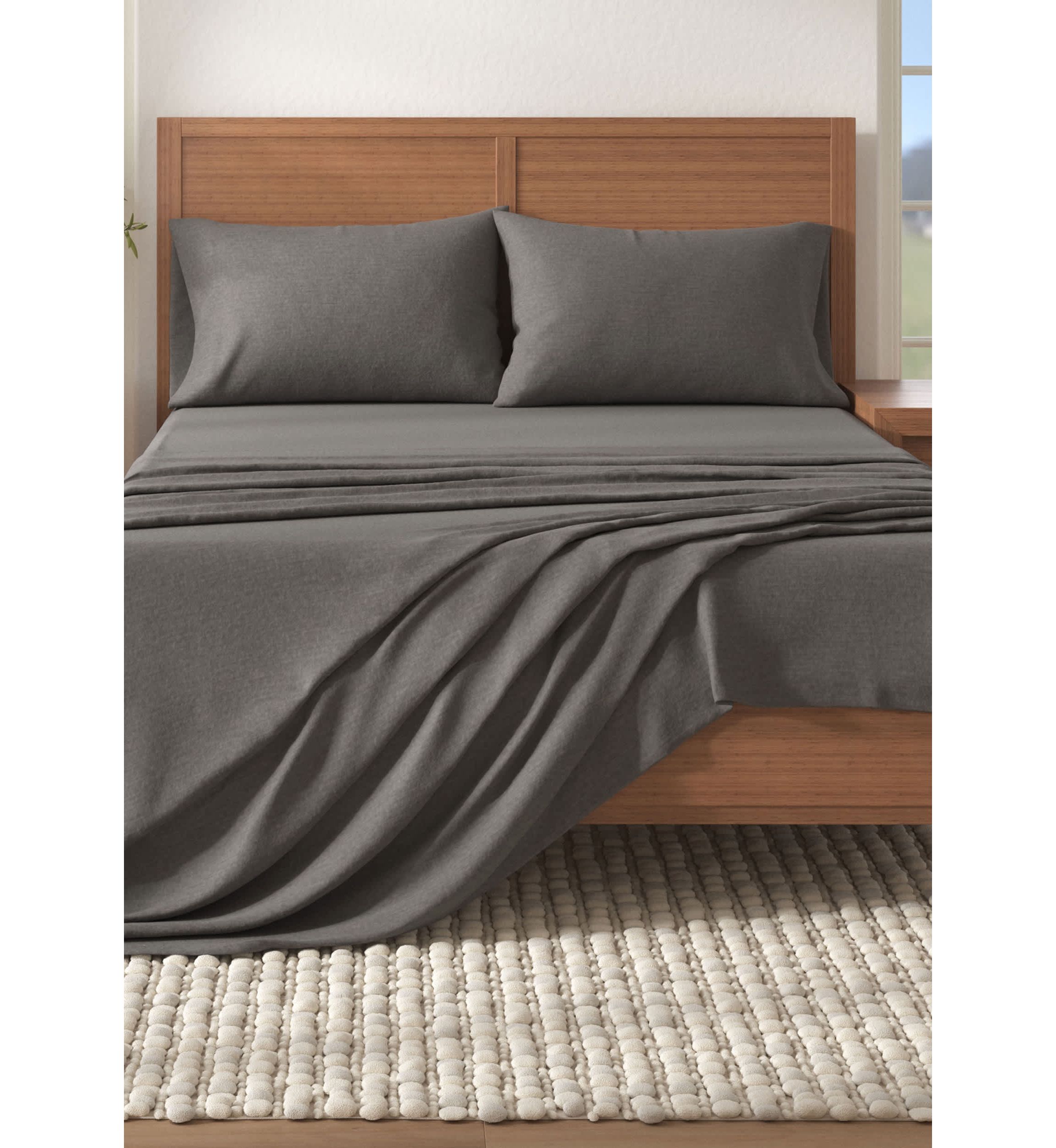 Cotton Blend Double-Brushed Heathered Flannel Bed Sheet Set
