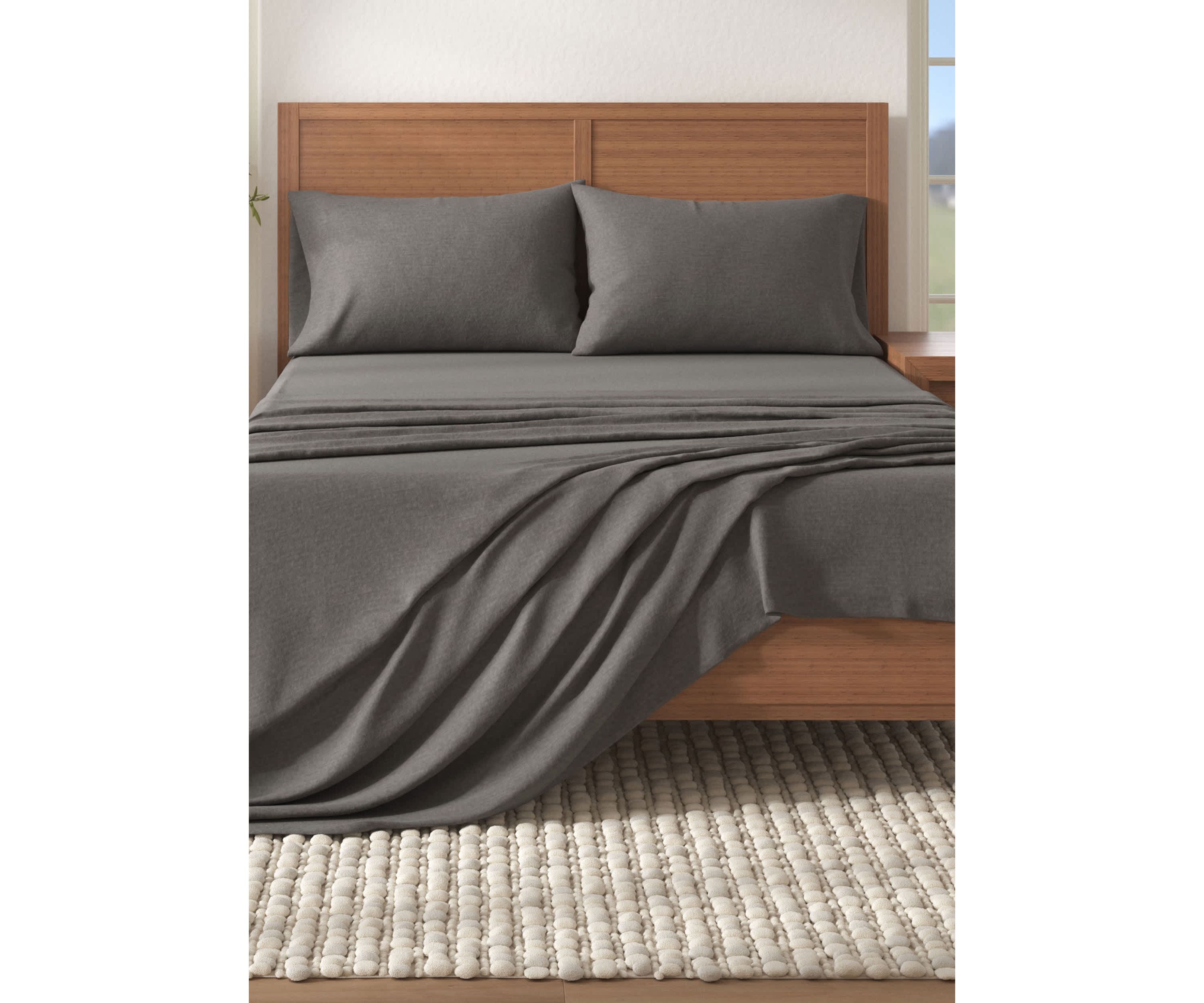 Cotton Blend Double-Brushed Heathered Flannel Bed Sheet Set