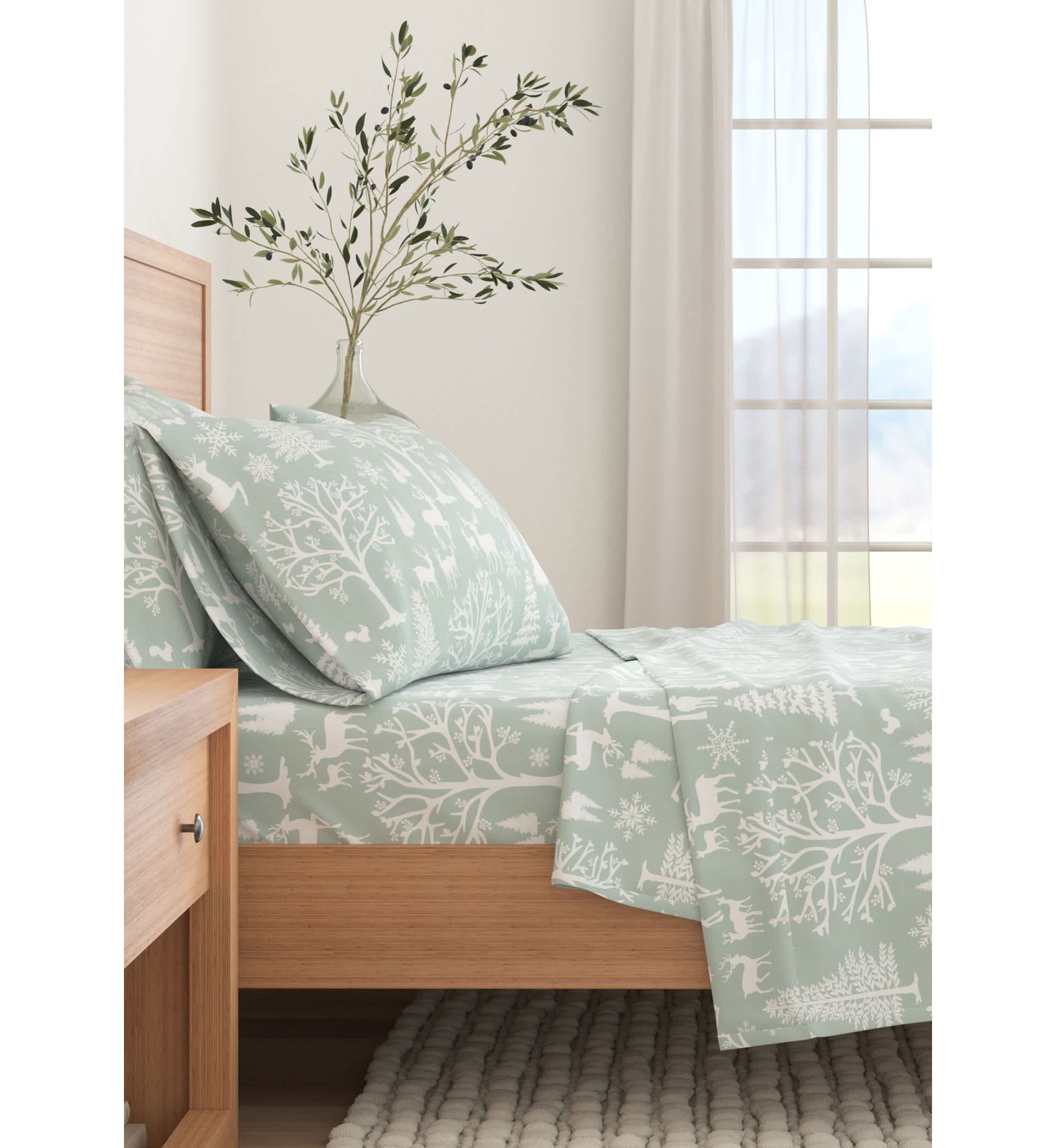 Winter Turkish Cotton Double-Brushed Flannel Bed Sheet Set
