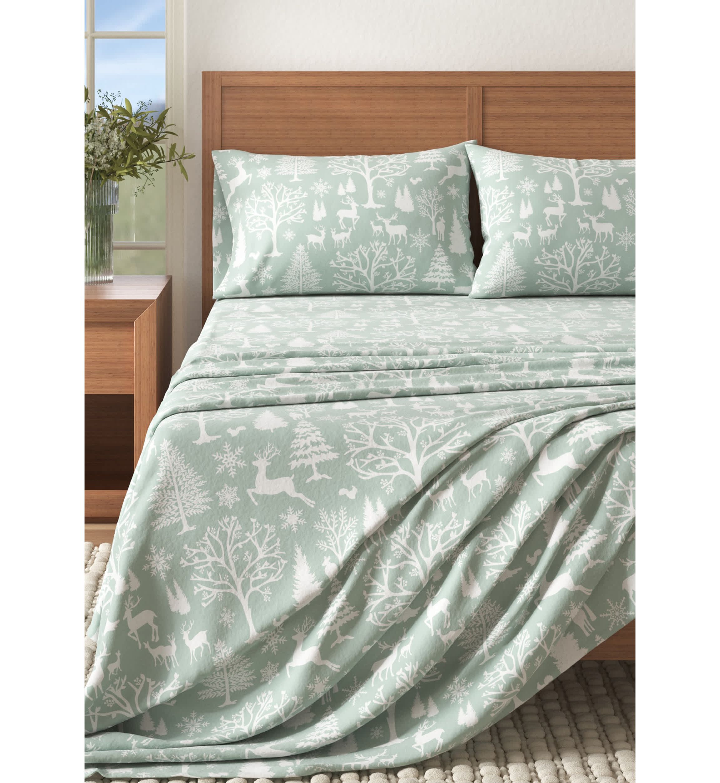 Winter Turkish Cotton Double-Brushed Flannel Bed Sheet Set