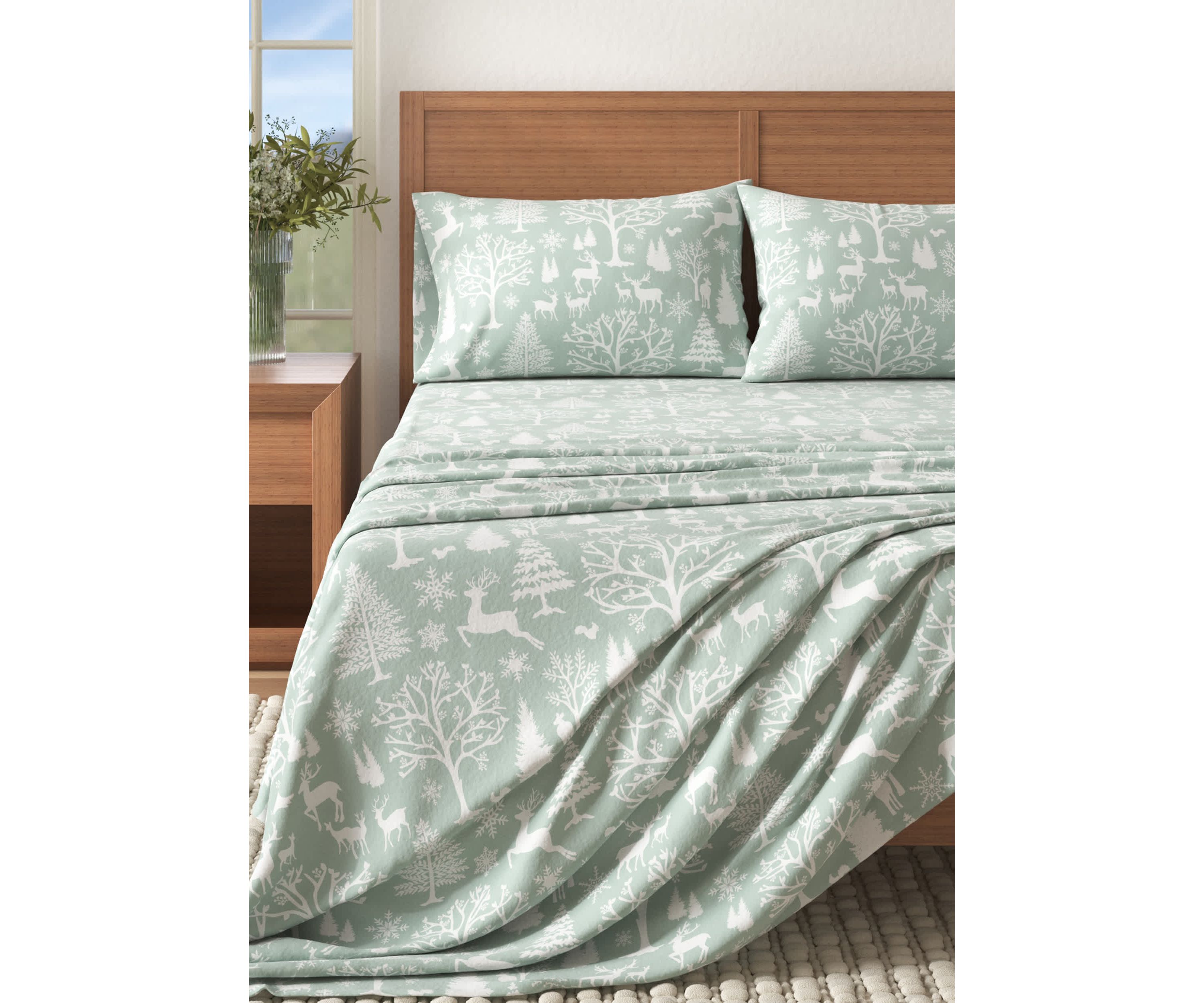 Winter Turkish Cotton Double-Brushed Flannel Bed Sheet Set