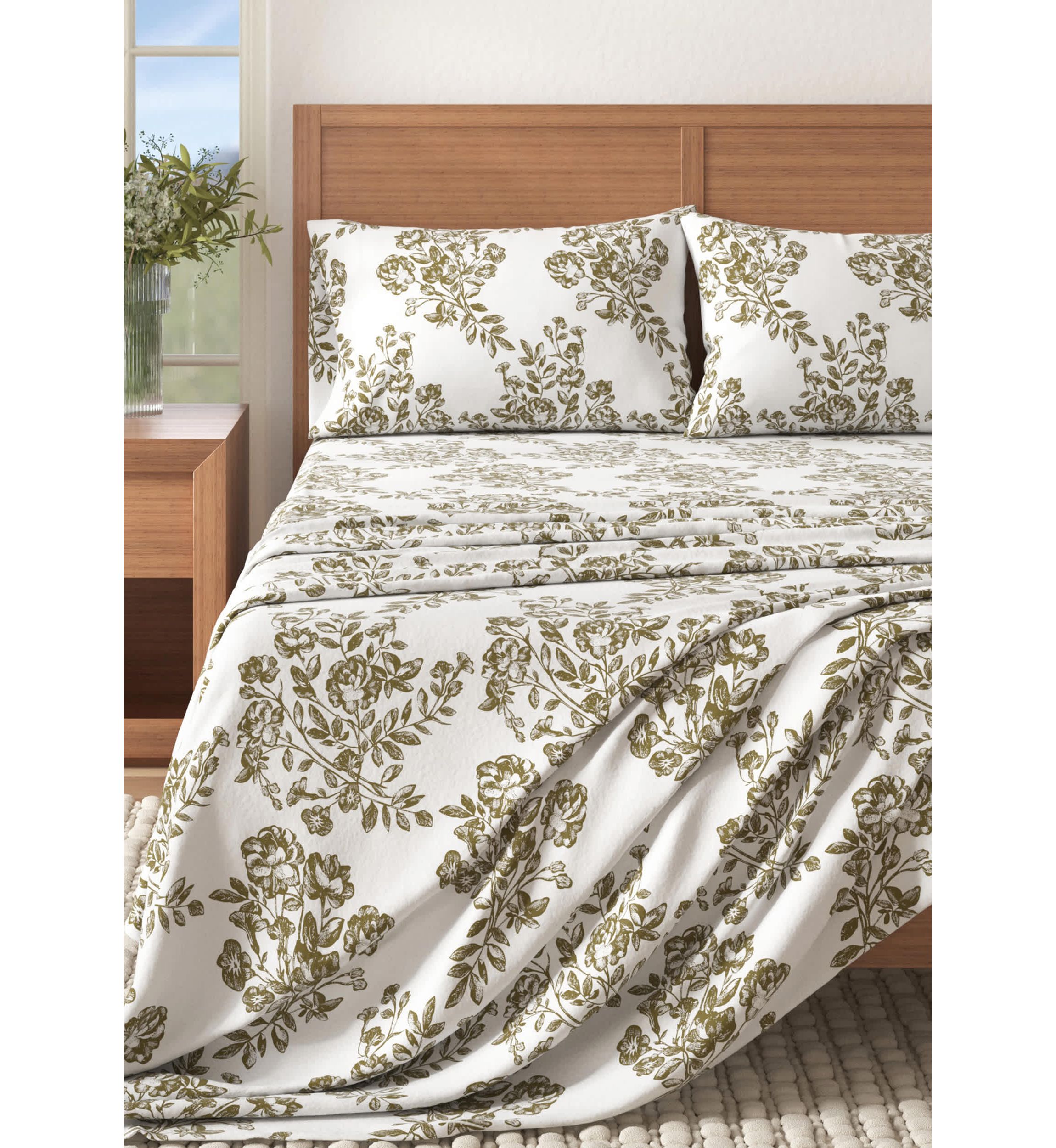 Turkish Cotton Double-Brushed Printed Flannel Bed Sheet Set