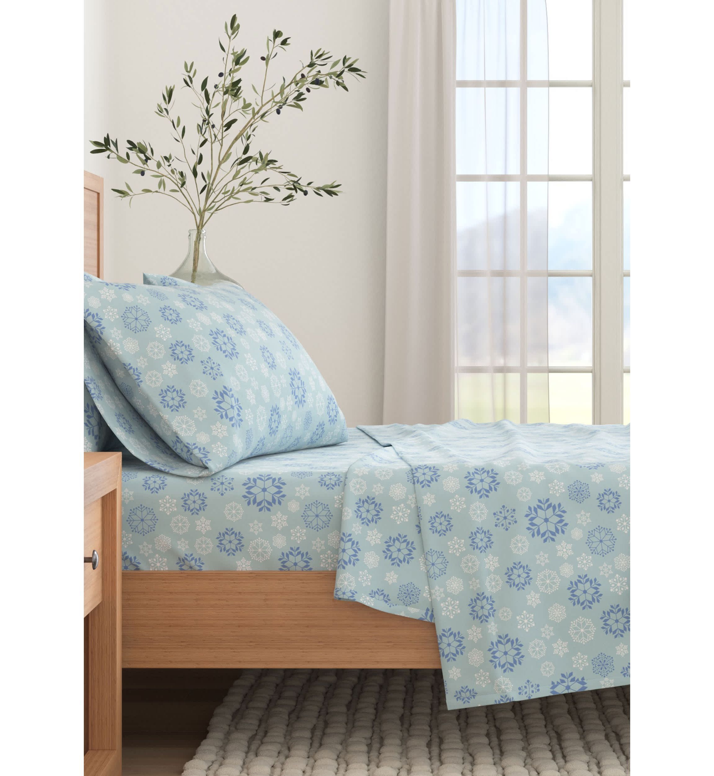 Turkish Cotton Double-Brushed Lodge Printed Flannel Bed Sheet Set