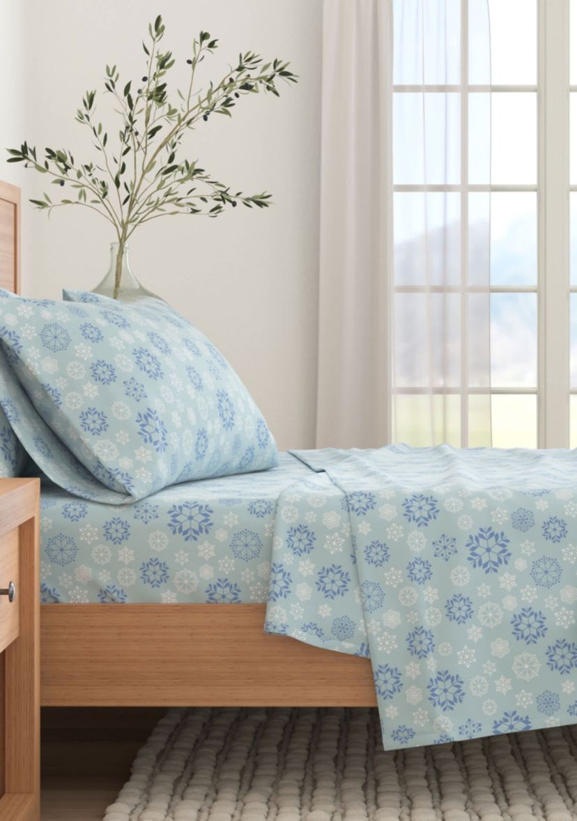 Turkish Cotton Double-Brushed Lodge Printed Flannel Bed Sheet Set