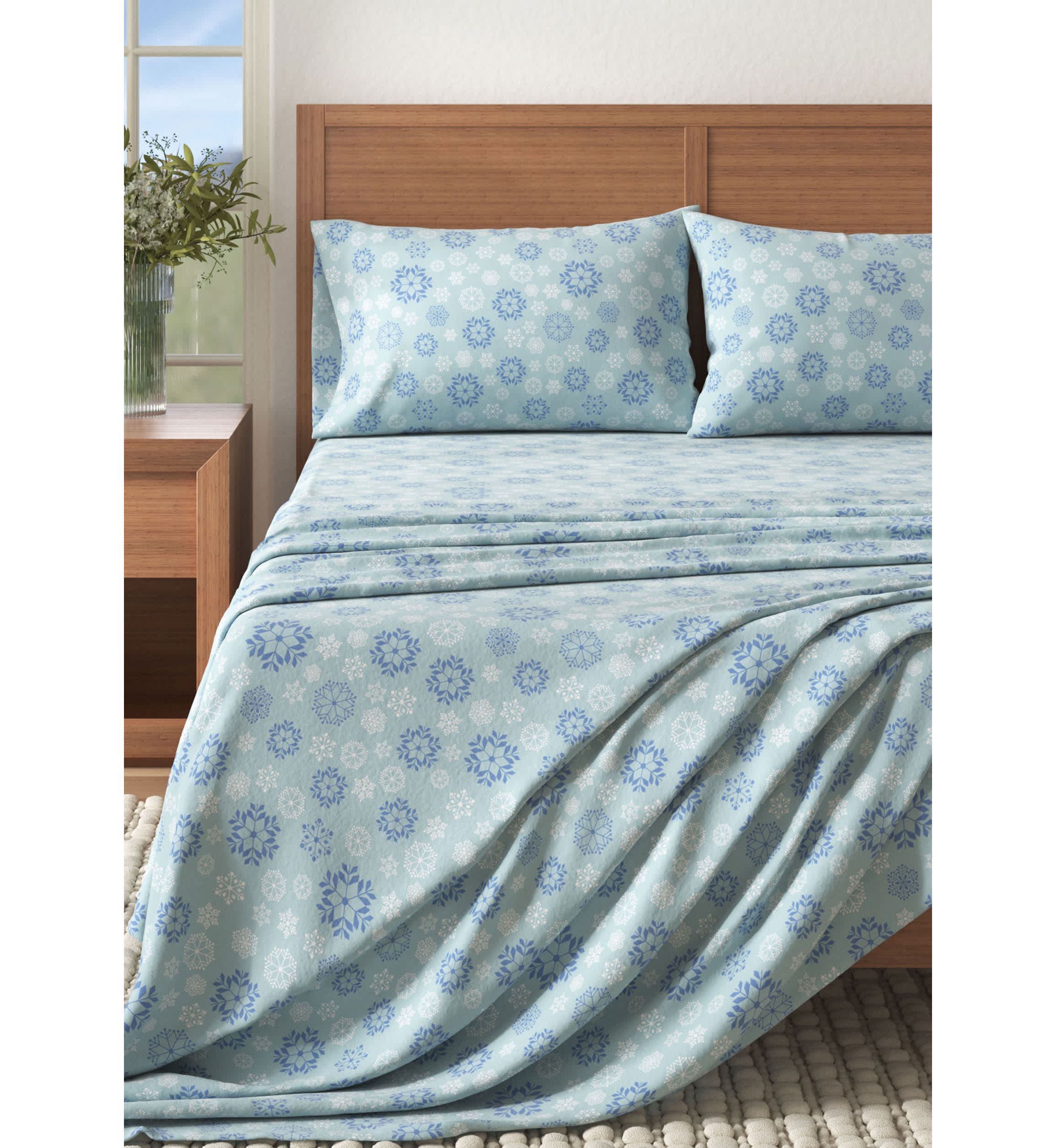 Turkish Cotton Double-Brushed Lodge Printed Flannel Bed Sheet Set