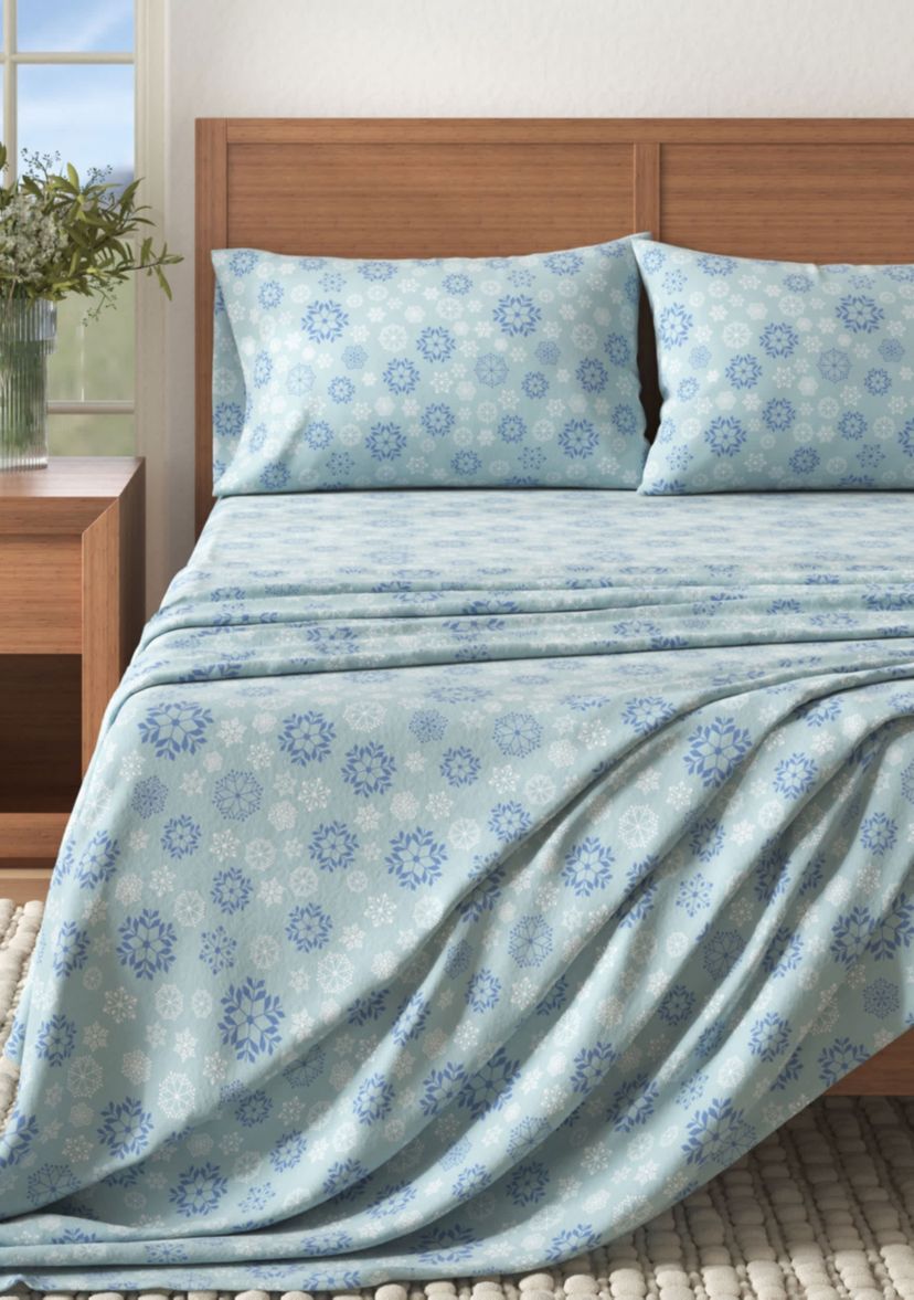 Turkish Cotton Double-Brushed Lodge Printed Flannel Bed Sheet Set