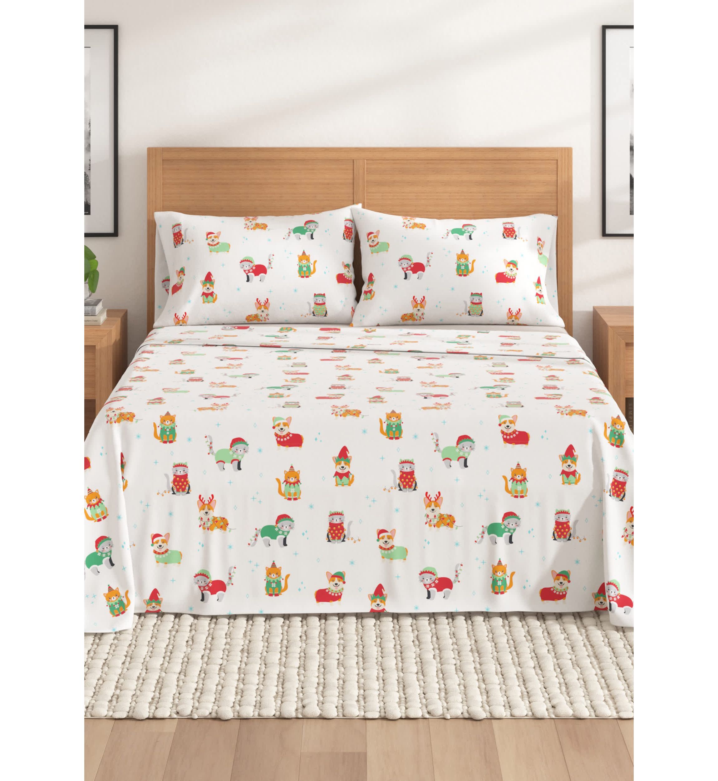 Turkish Cotton Christmas Flannel Bed Sheet Set