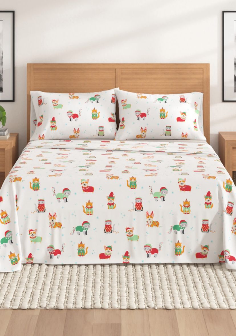 Turkish Cotton Christmas Flannel Bed Sheet Set