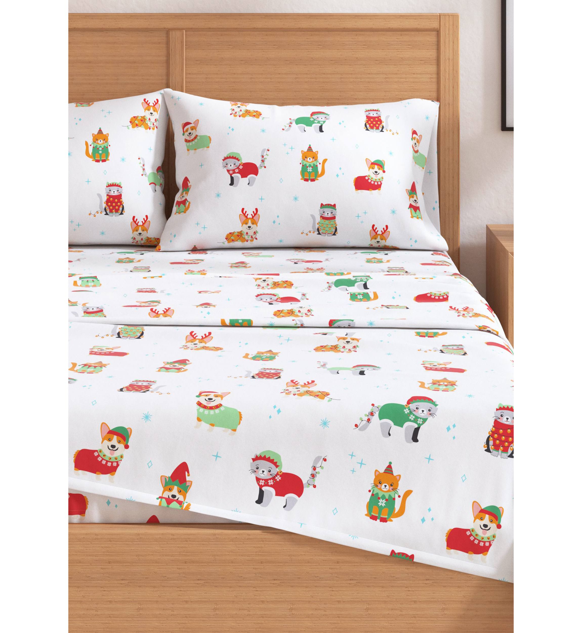 Turkish Cotton Christmas Flannel Bed Sheet Set