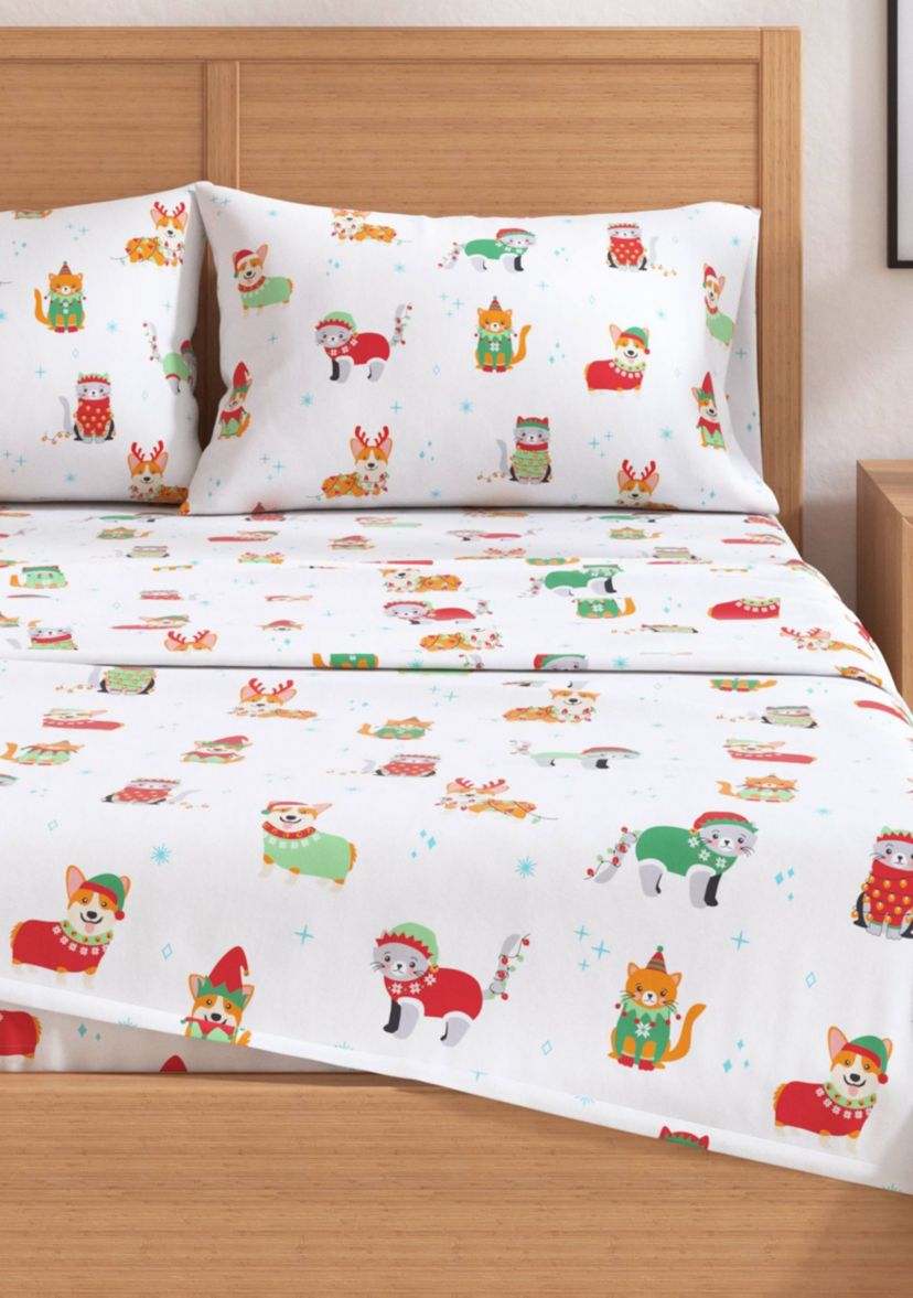 Turkish Cotton Christmas Flannel Bed Sheet Set