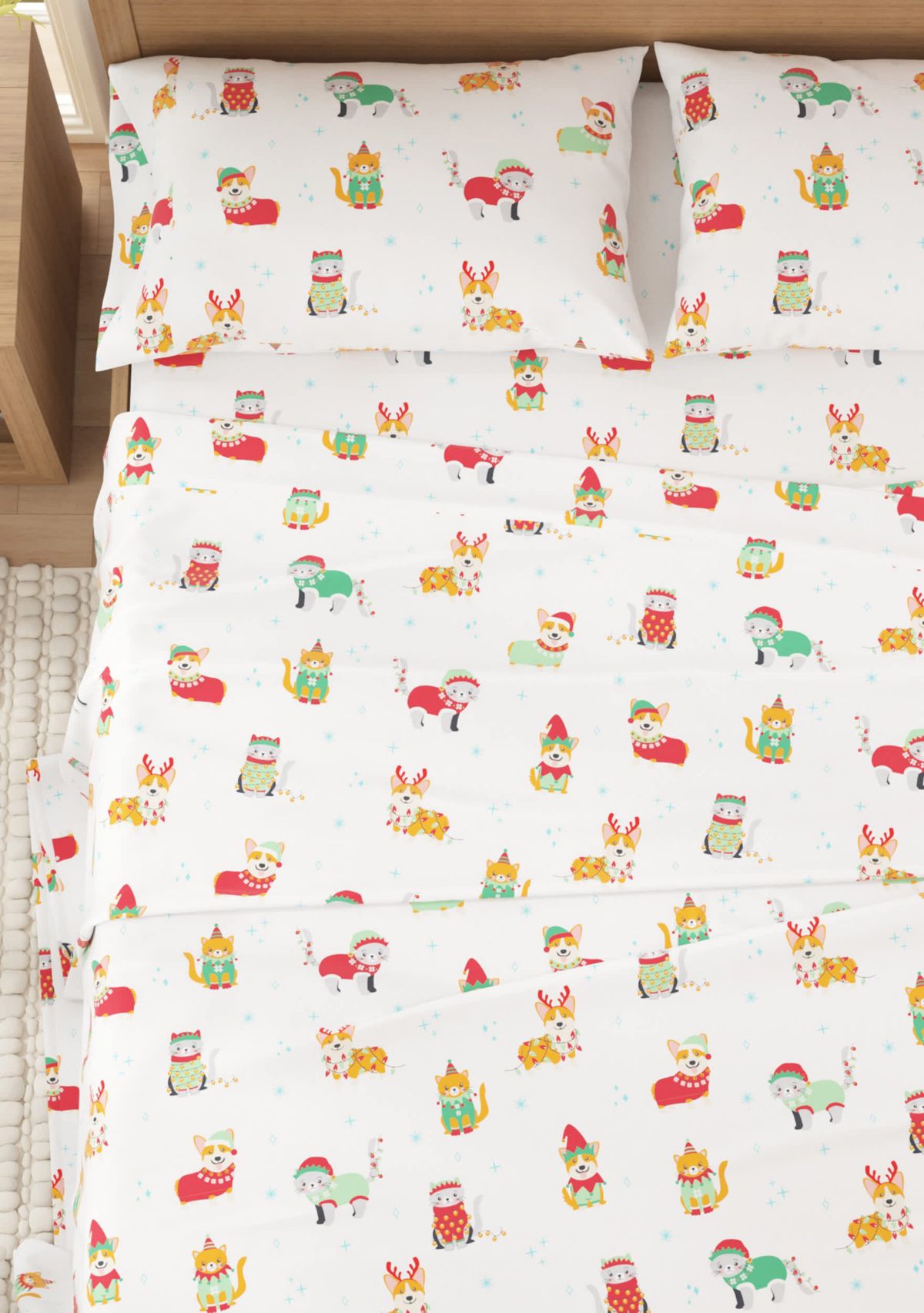 Turkish Cotton Christmas Flannel Bed Sheet Set