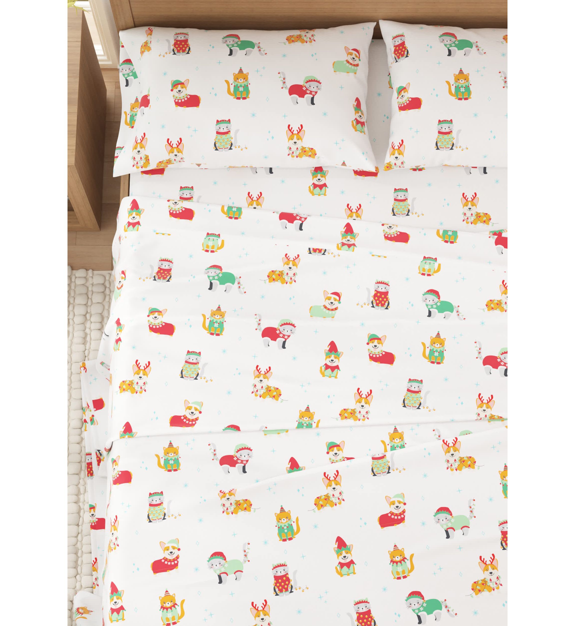 Turkish Cotton Christmas Flannel Bed Sheet Set