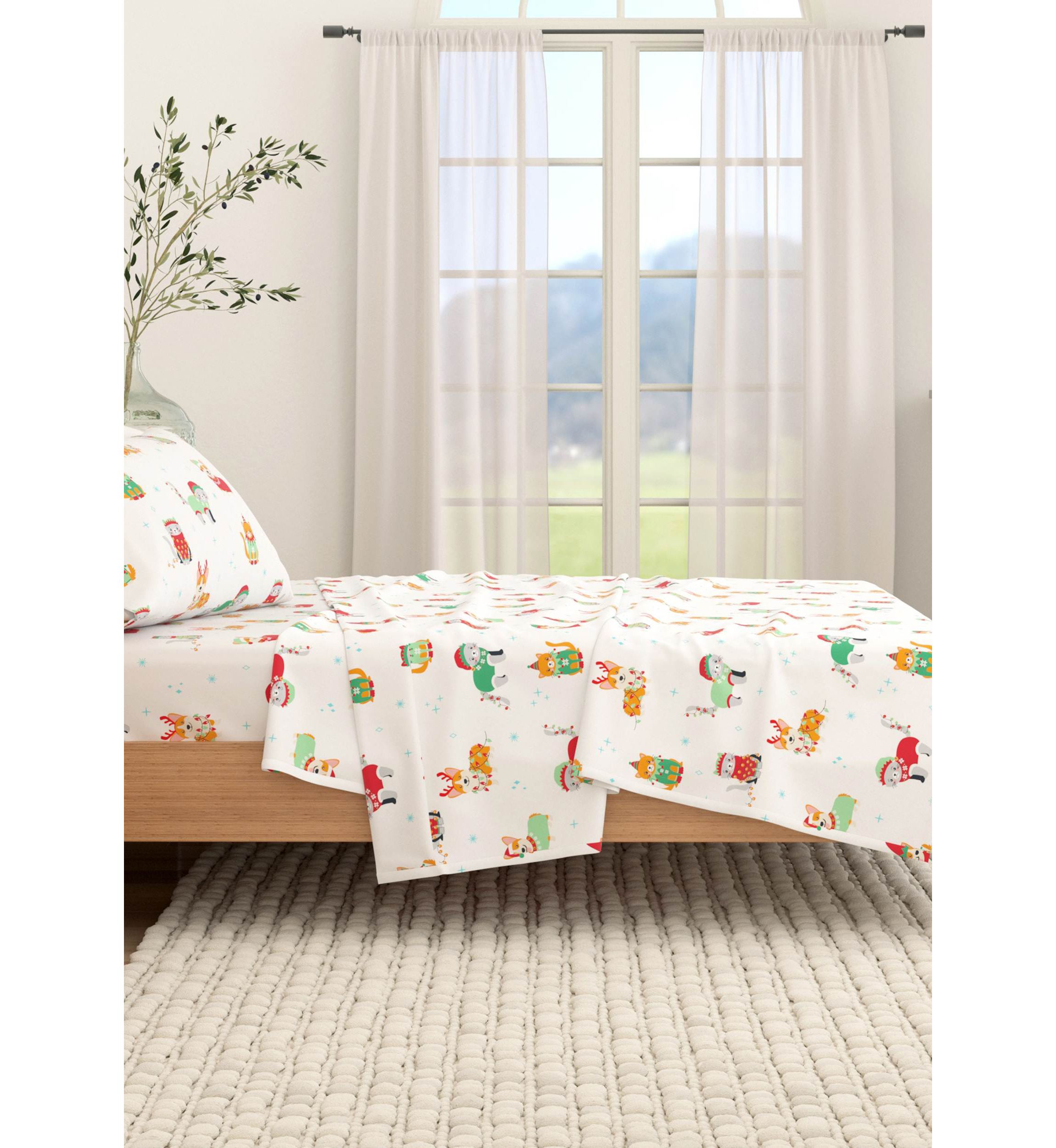 Turkish Cotton Christmas Flannel Bed Sheet Set