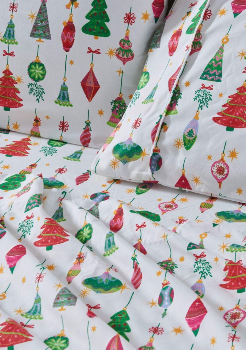 Holiday-Theme Brushed Microfiber Sheet Set